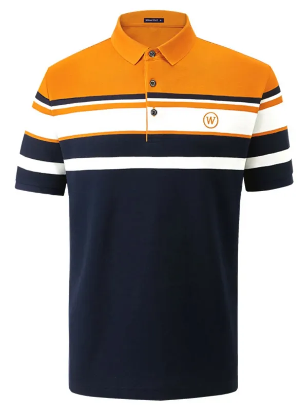 Men's Plus Size Color Block Striped Short Sleeve Polo Shirt sold by Gigi Laurent