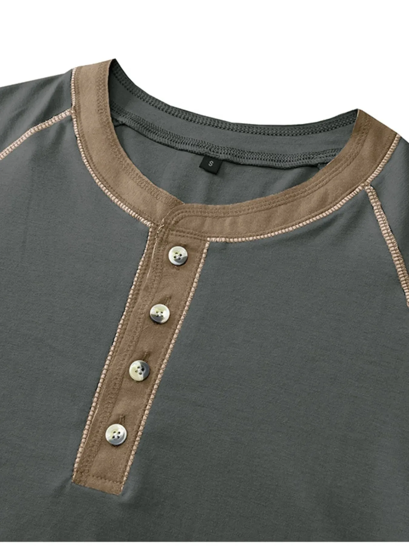 Men's Contrast Trim Henley Polo Shirt sold by Gigi Laurent product image thumbnail 5