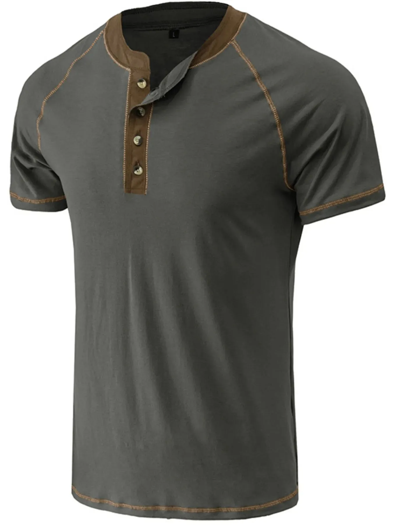 Men's Contrast Trim Henley Polo Shirt sold by Gigi Laurent product image thumbnail 2
