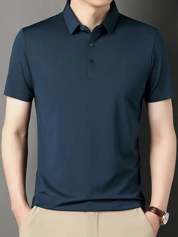 Men's Plus Size Short Sleeve Casual Polo Shirt made by Trendsi