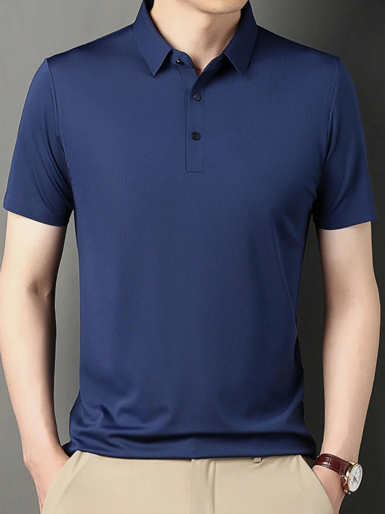 Men's Plus Size Short Sleeve Casual Polo Shirt sold by Gigi Laurent product image thumbnail 4