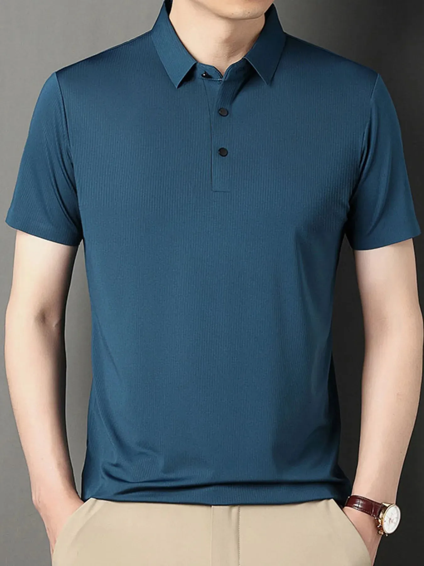 Men's Plus Size Short Sleeve Casual Polo Shirt sold by Gigi Laurent product image thumbnail 2