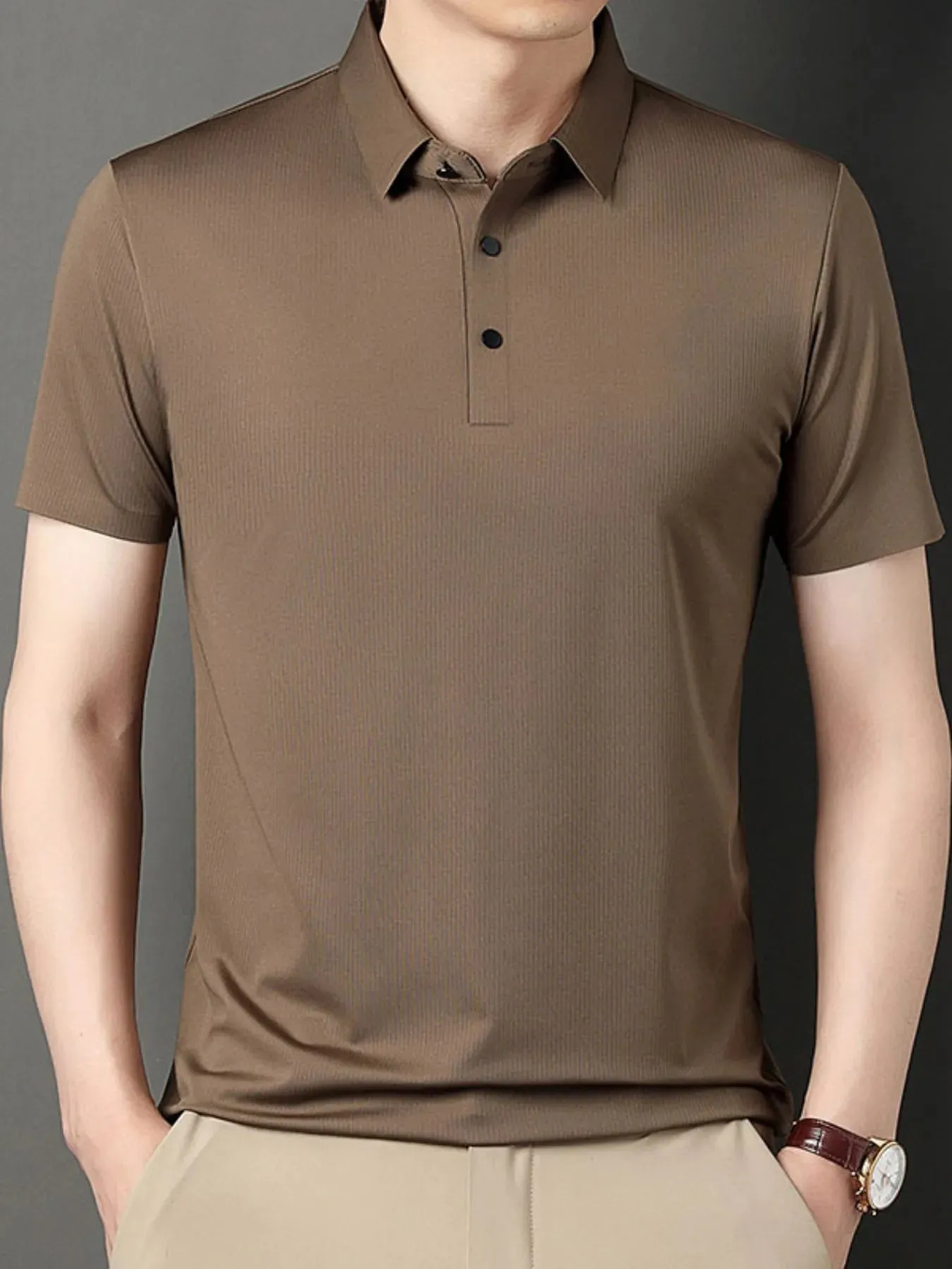 Men's Plus Size Short Sleeve Casual Polo Shirt sold by Gigi Laurent product image thumbnail 3