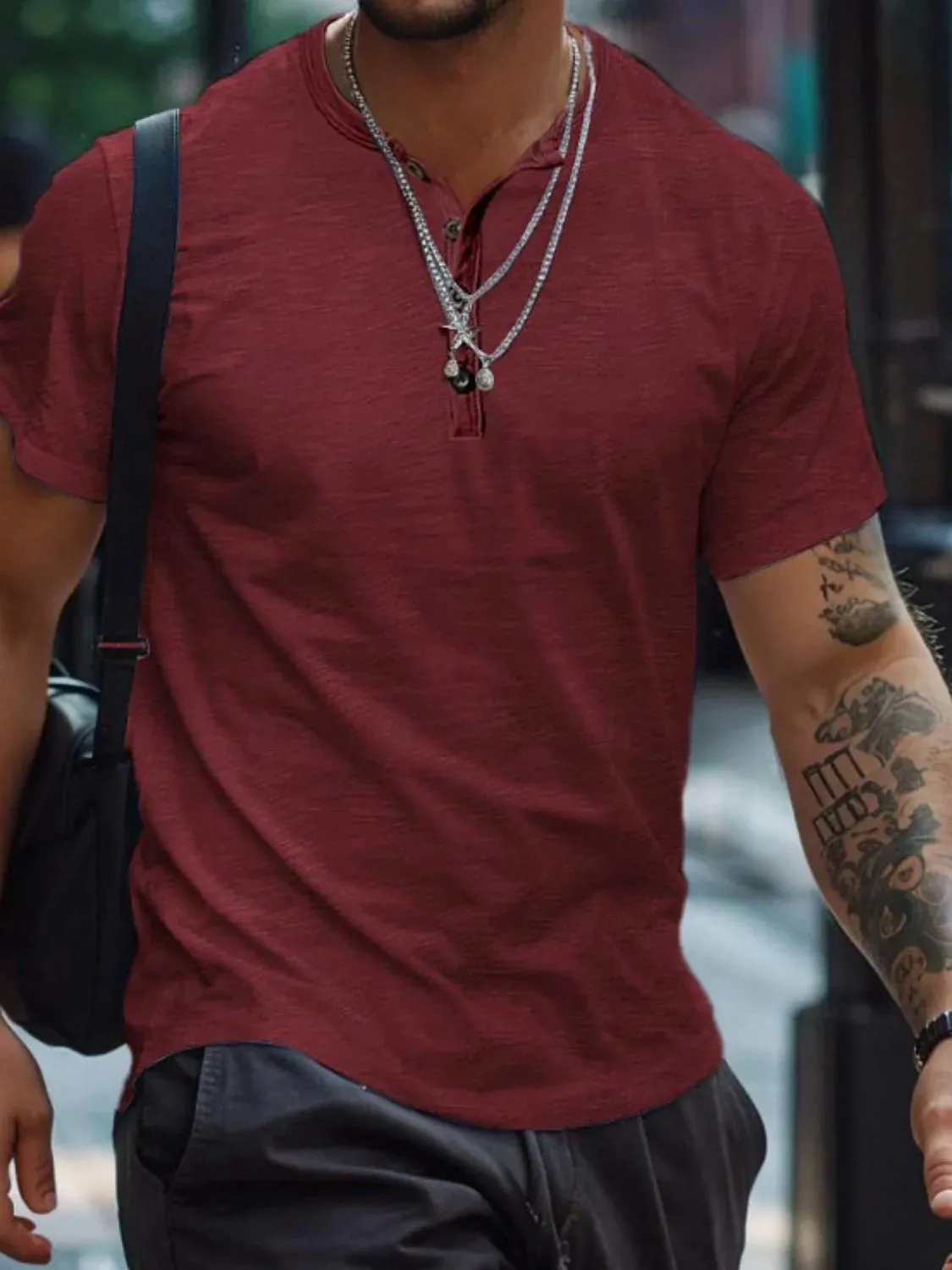 Men's Full Size Button Henley Collar Polo Shirt Plus Size sold by Gigi Laurent product image thumbnail 5