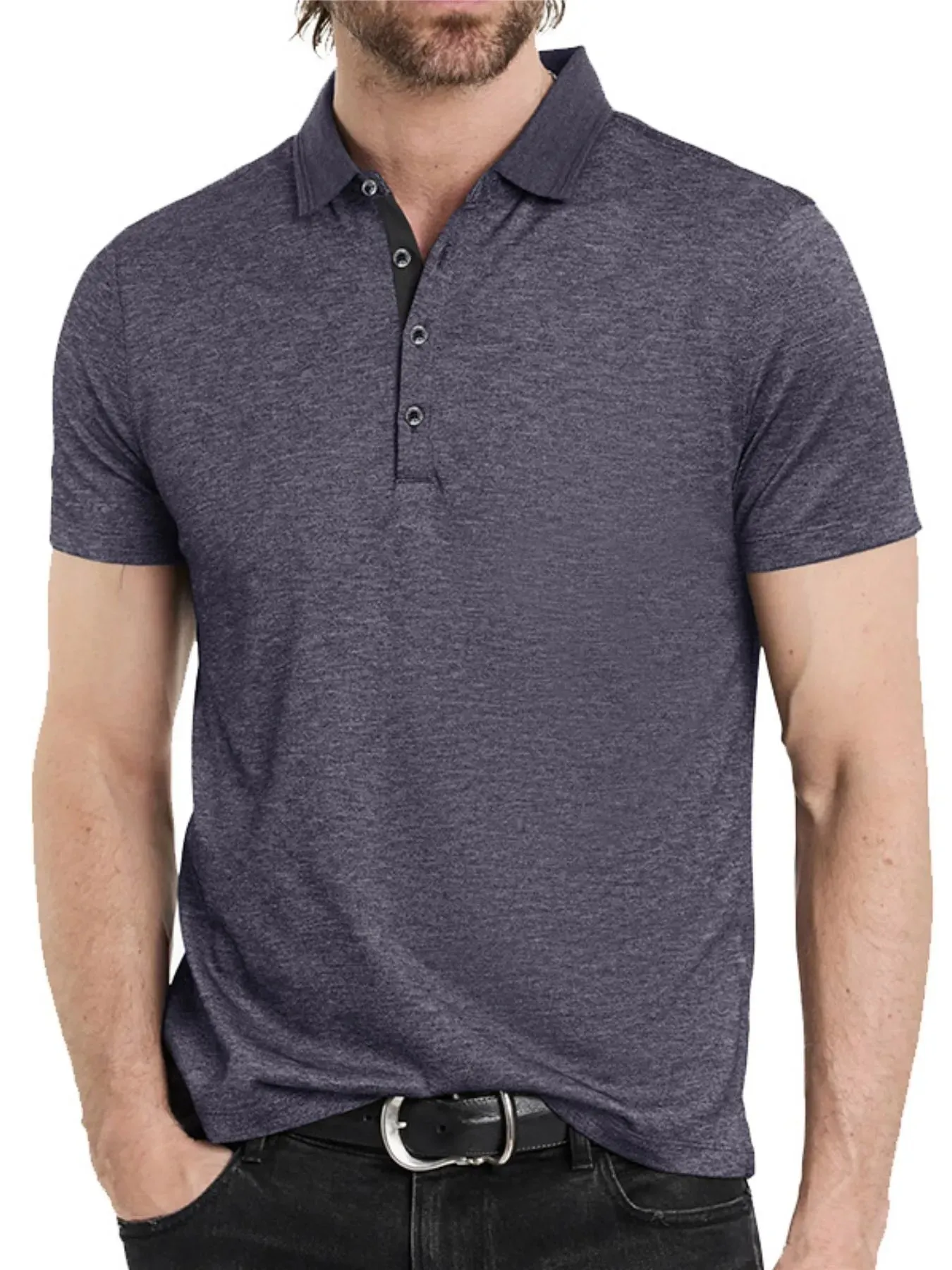 Men's Classic Heathered Short Sleeve Polo Shirt sold by Gigi Laurent product image thumbnail 5