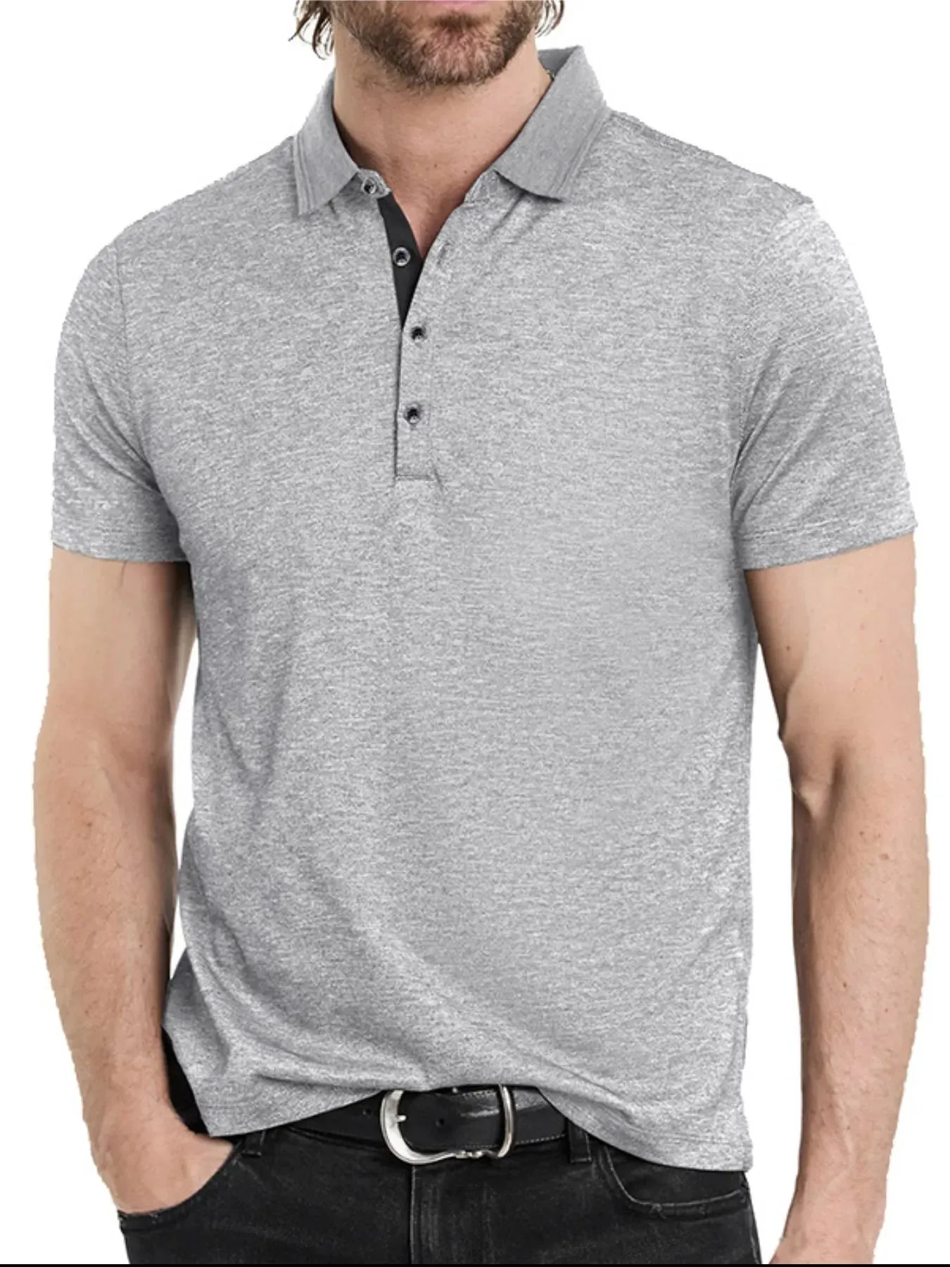 Men's Classic Heathered Short Sleeve Polo Shirt sold by Gigi Laurent product image thumbnail 3