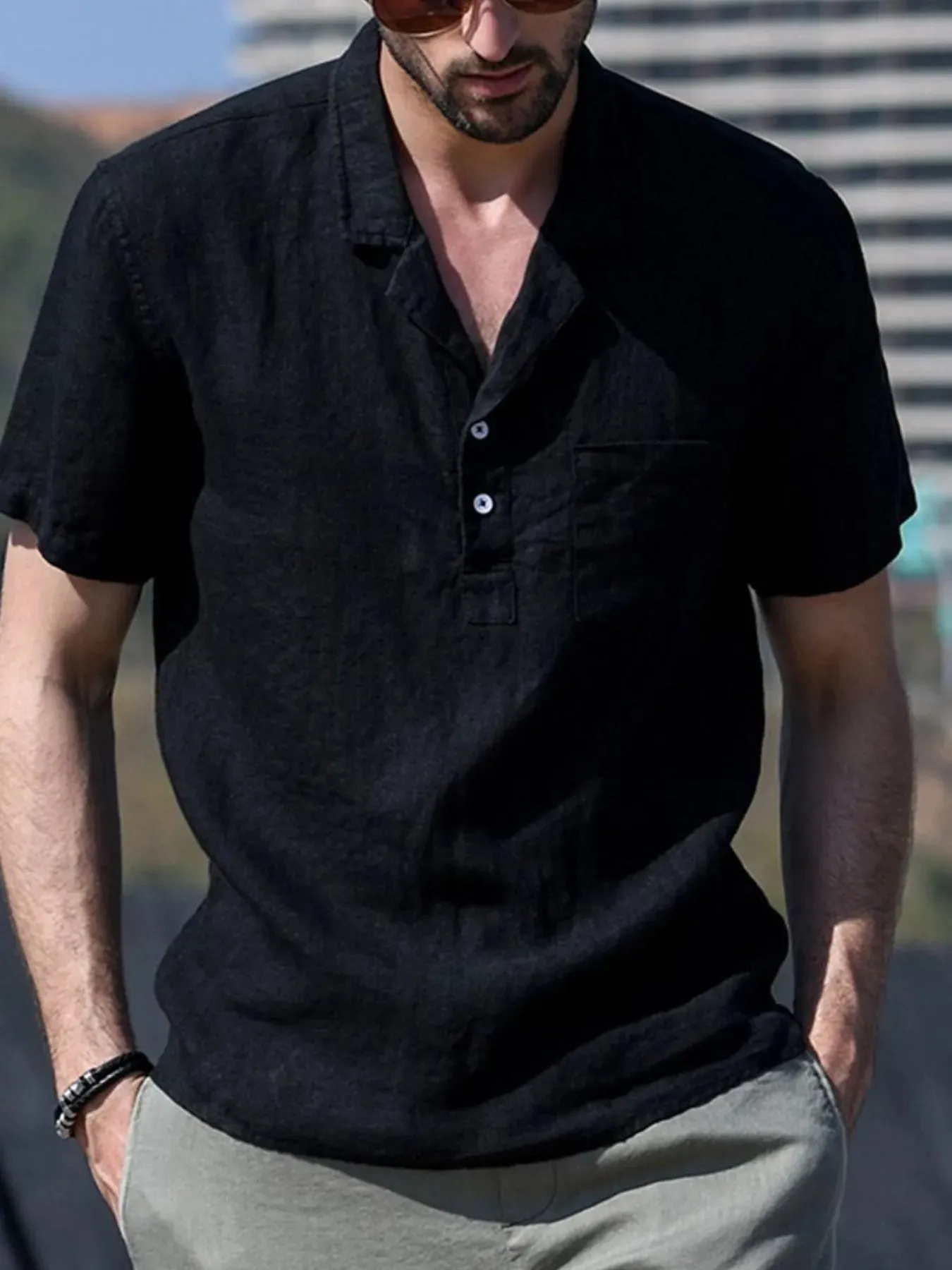 Men's Full Size Classic Linen Blend Short Sleeve Polo Shirt Plus Size sold by Gigi Laurent product image thumbnail 2