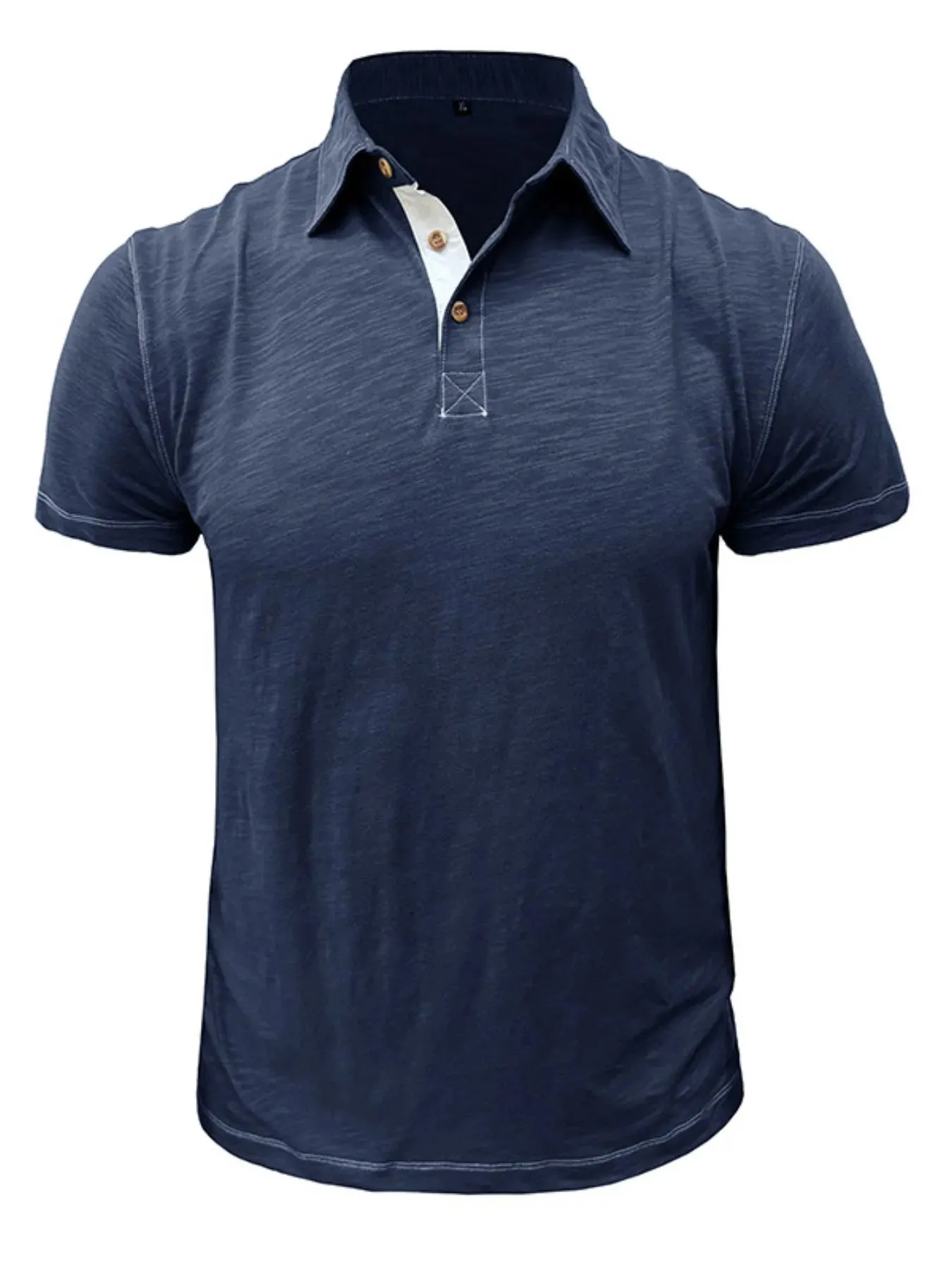 Men's Classic Heathered Polo Shirt with Contrast Buttons sold by Gigi Laurent product image thumbnail 2