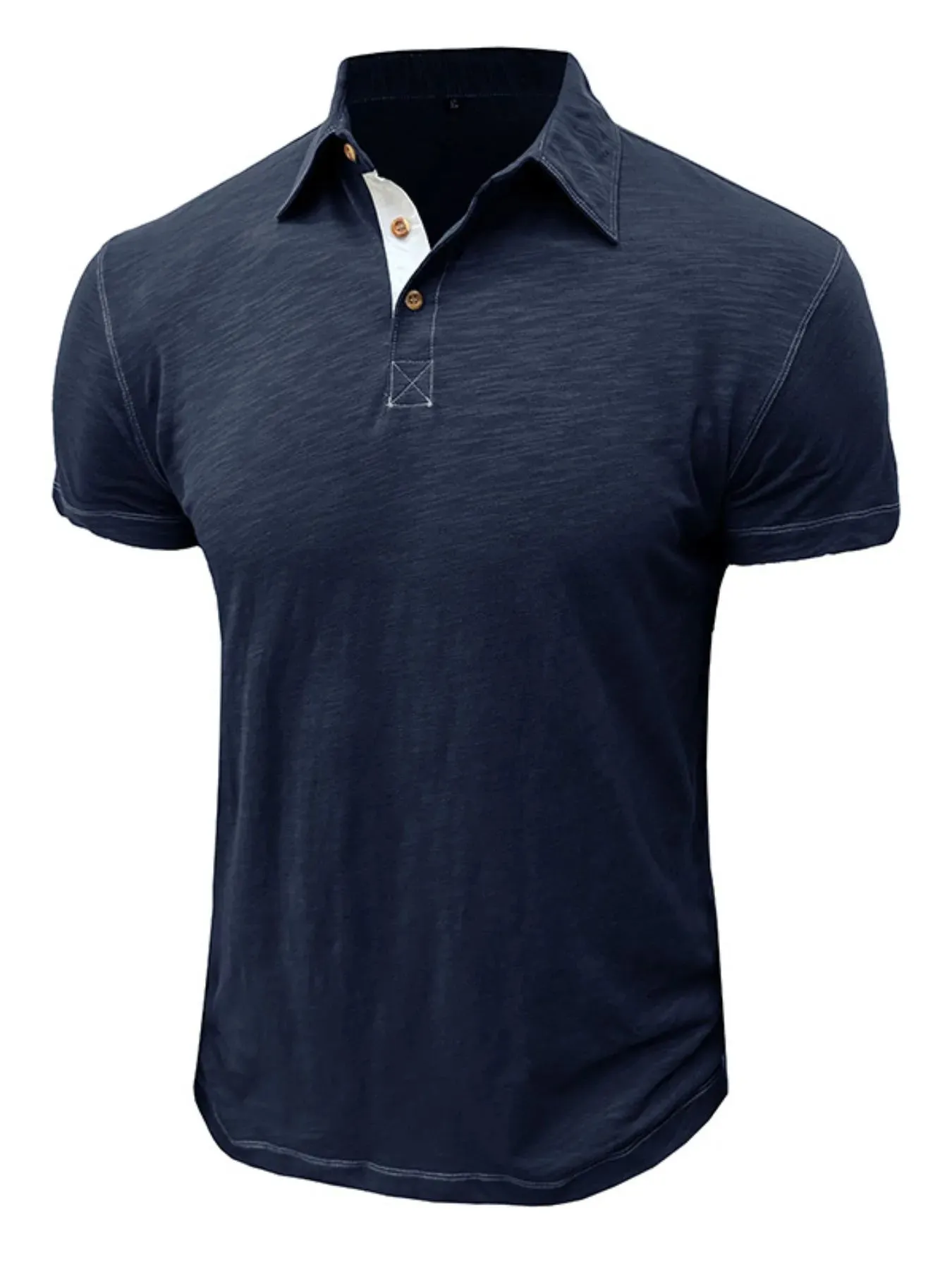 Men's Classic Heathered Polo Shirt with Contrast Buttons sold by Gigi Laurent product image thumbnail 3
