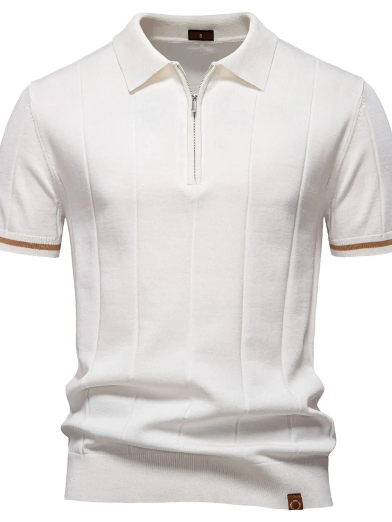 Men's Classic Zip-Neck Knitted Polo Shirt sold by Gigi Laurent product image thumbnail 5