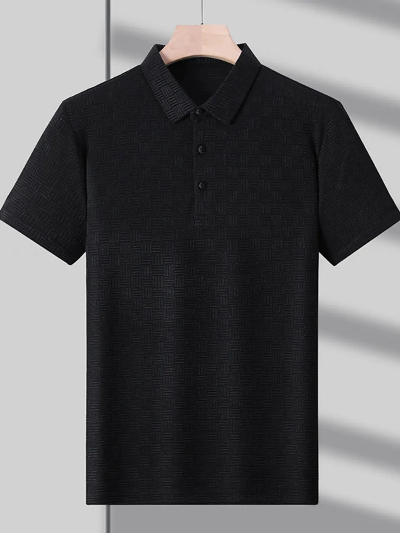 Men's Plus Size Classic Short Sleeve Textured Polo Shirt sold by Gigi Laurent product image thumbnail 5