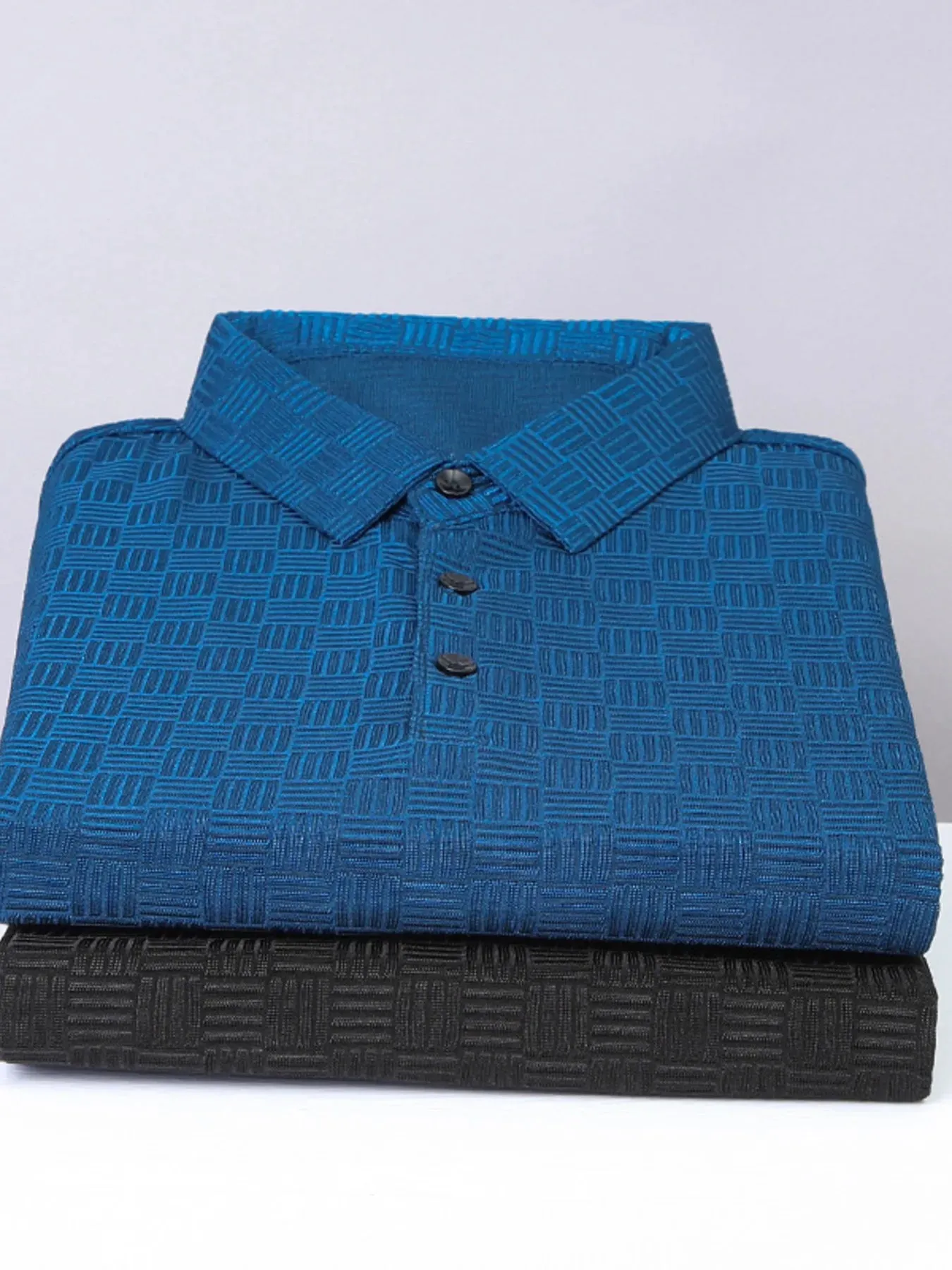 Men's Plus Size Classic Short Sleeve Textured Polo Shirt sold by Gigi Laurent product image thumbnail 3