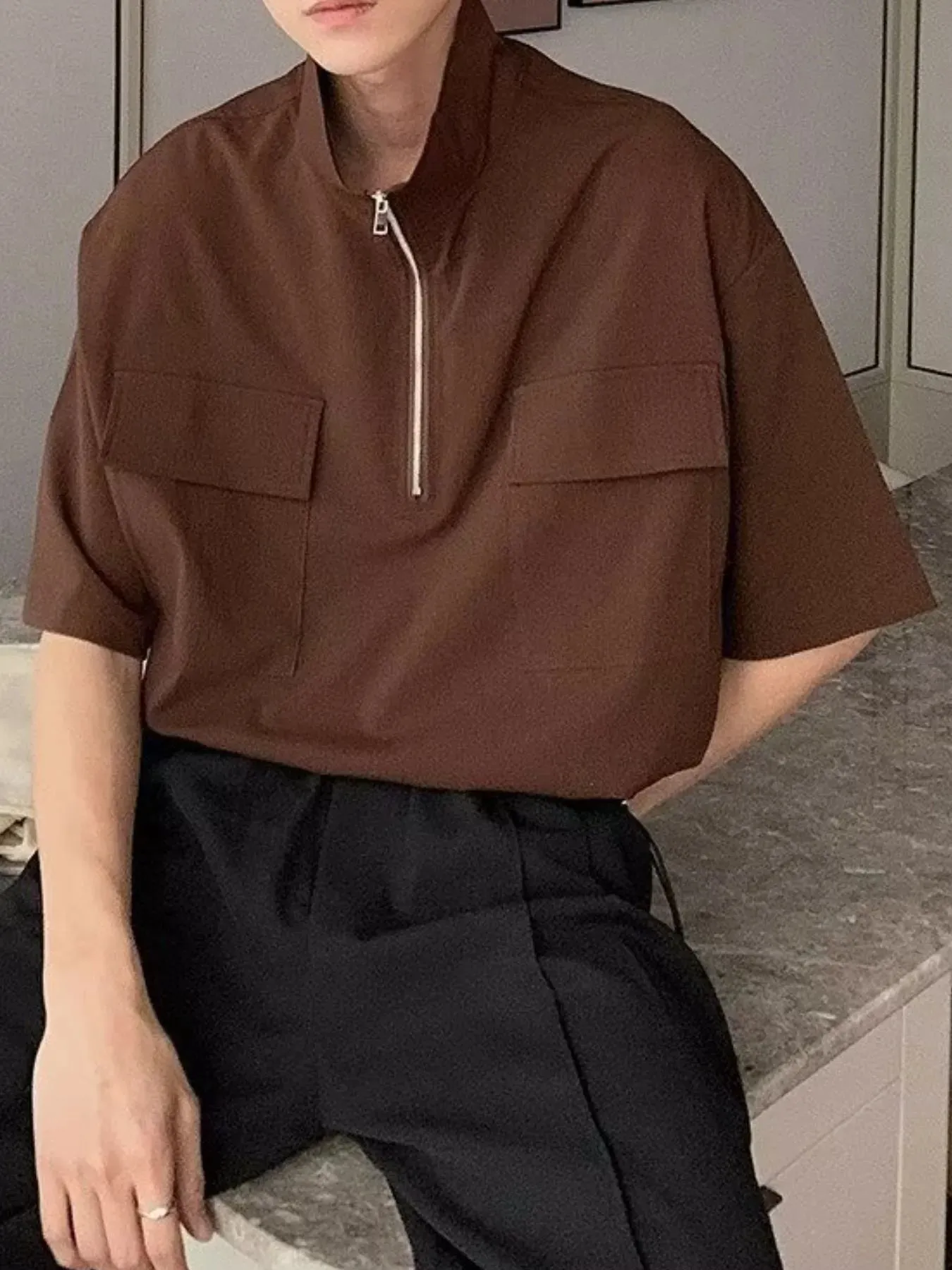 Men's Plus Size Half-Zip Oversized Polo Shirt sold by Gigi Laurent product image thumbnail 5