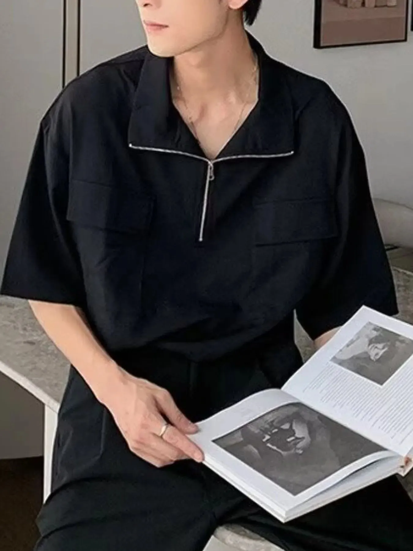 Men's Plus Size Half-Zip Oversized Polo Shirt sold by Gigi Laurent