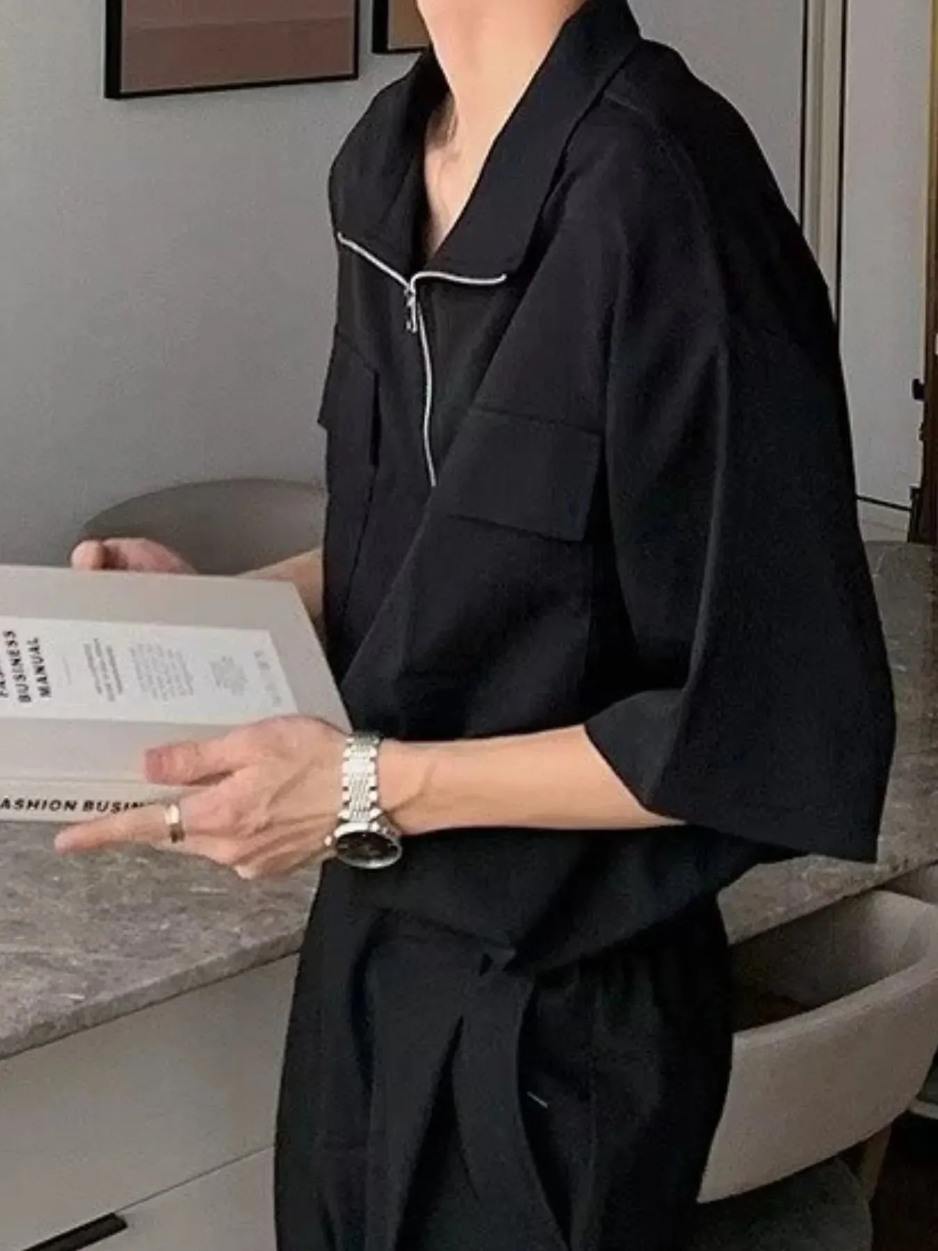 Men's Plus Size Half-Zip Oversized Polo Shirt sold by Gigi Laurent product image thumbnail 3