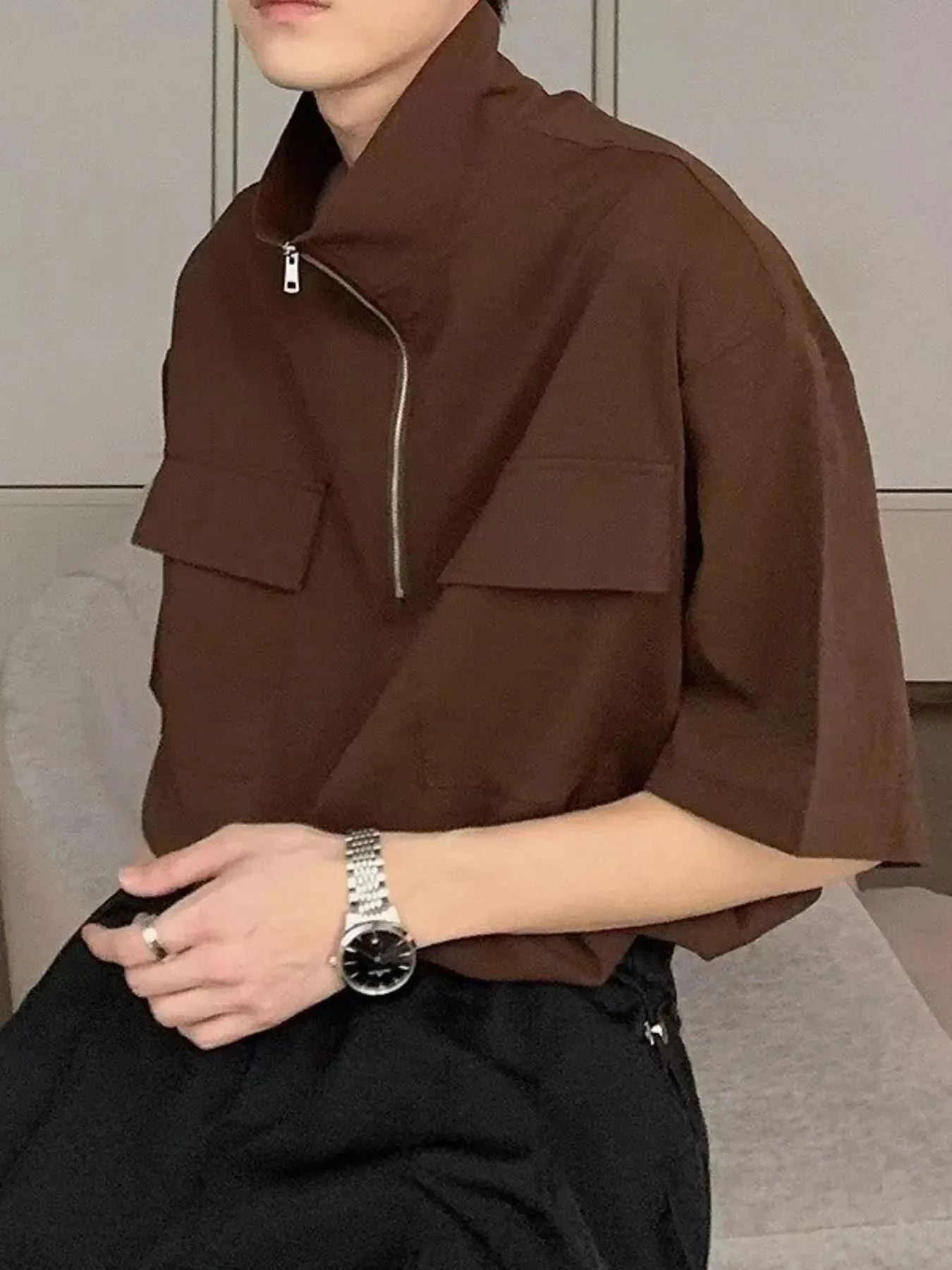 Men's Plus Size Half-Zip Oversized Polo Shirt sold by Gigi Laurent product image thumbnail 4