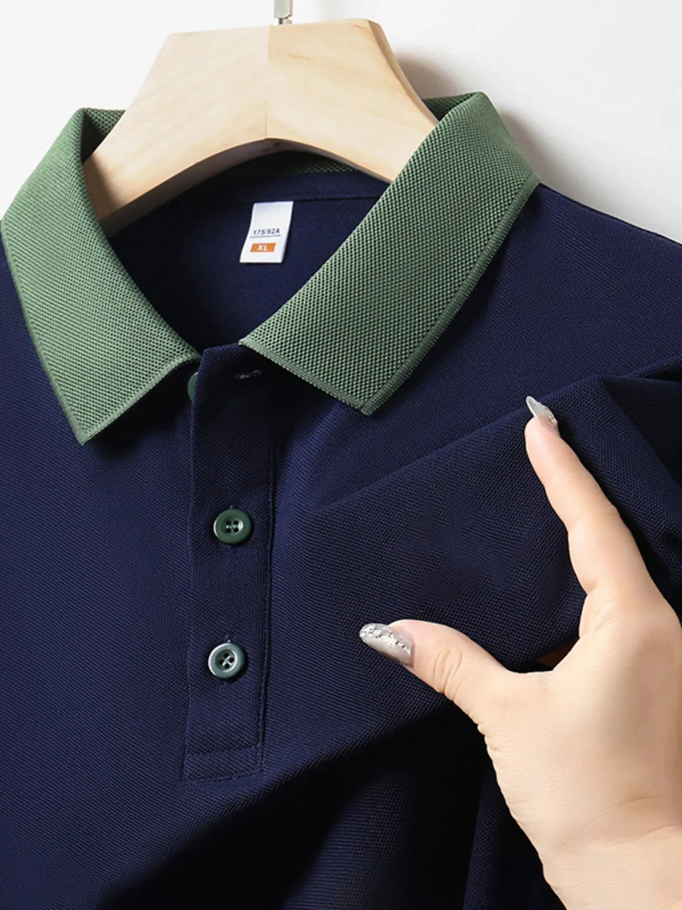 Men's Plus Size Contrast Collar Short Sleeve Polo Shirt sold by Gigi Laurent product image thumbnail 5