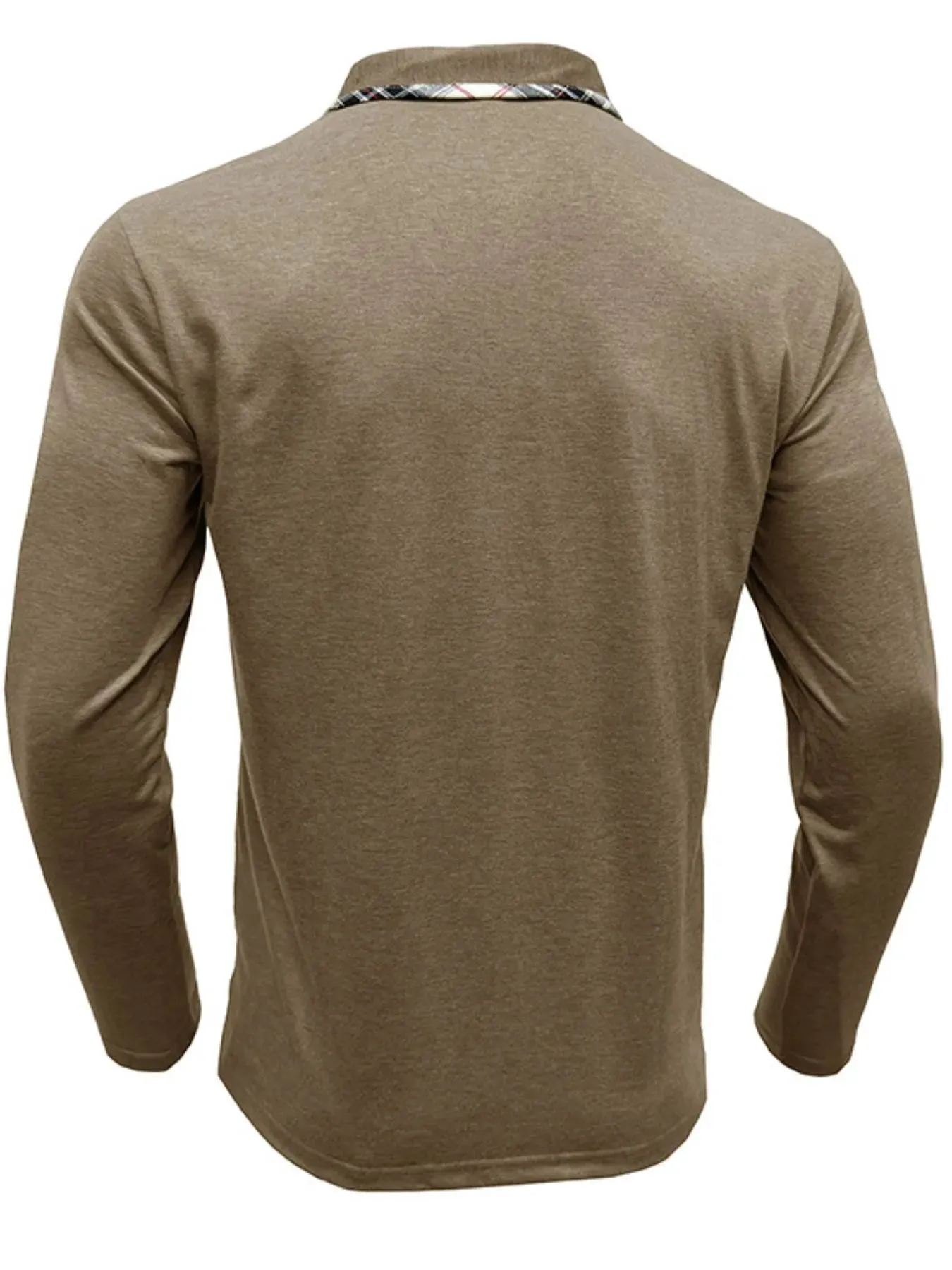 Men's Full Size Plaid Collar Neck Long Sleeve Polo Shirt Plus Size sold by Gigi Laurent product image thumbnail 4