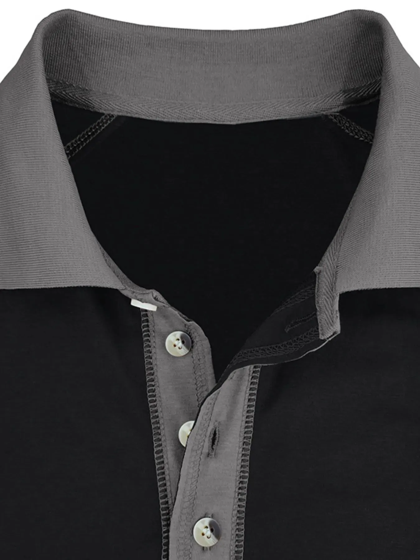 Men's Contrast Collar Long Sleeve Polo Shirt sold by Gigi Laurent product image thumbnail 4