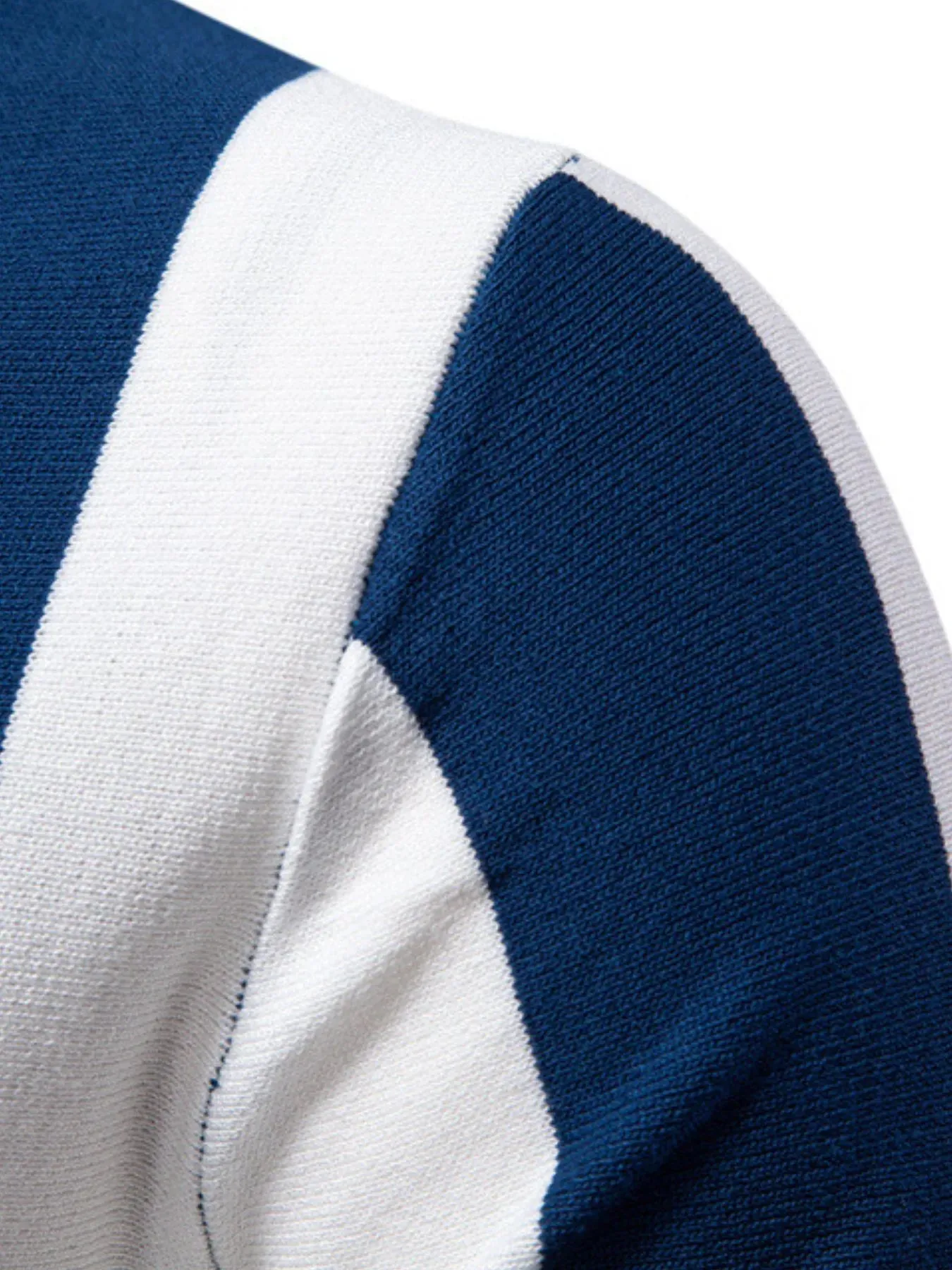 Men's Classic Striped Zip Collar Polo Shirt sold by Gigi Laurent product image thumbnail 4