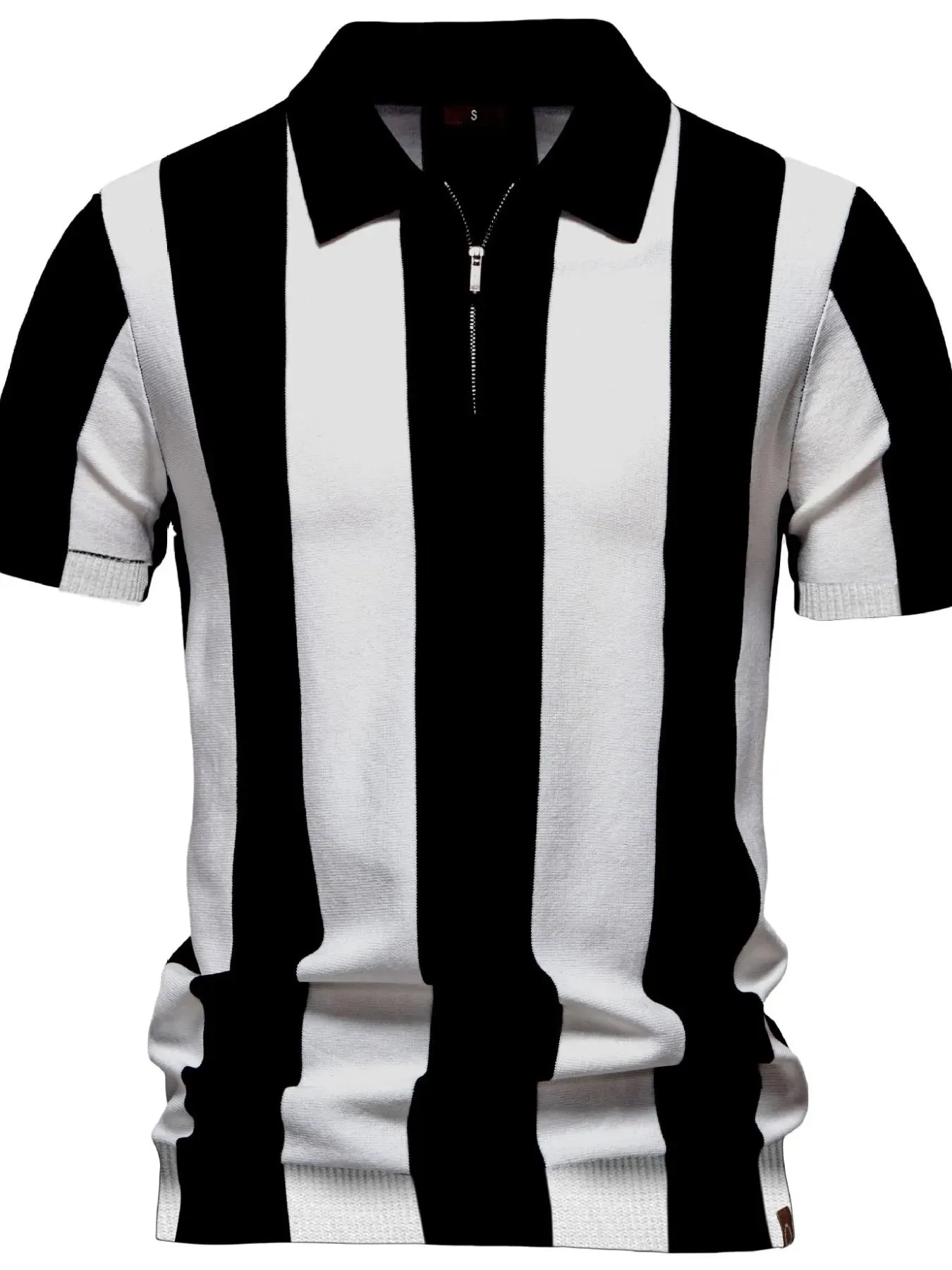 Men's Classic Striped Zip Collar Polo Shirt sold by Gigi Laurent product image thumbnail 5