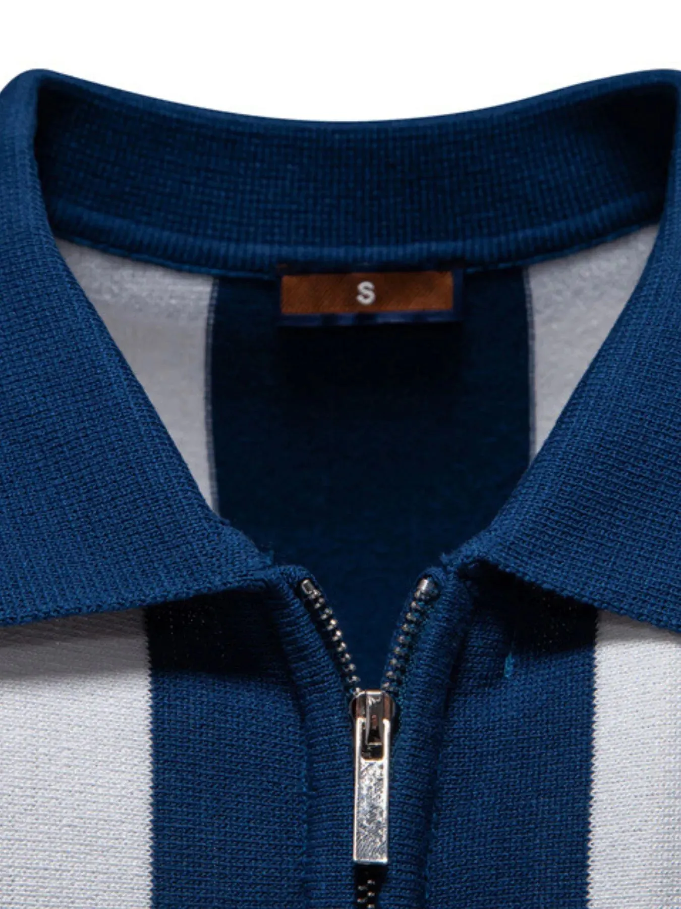 Men's Classic Striped Zip Collar Polo Shirt sold by Gigi Laurent product image thumbnail 3