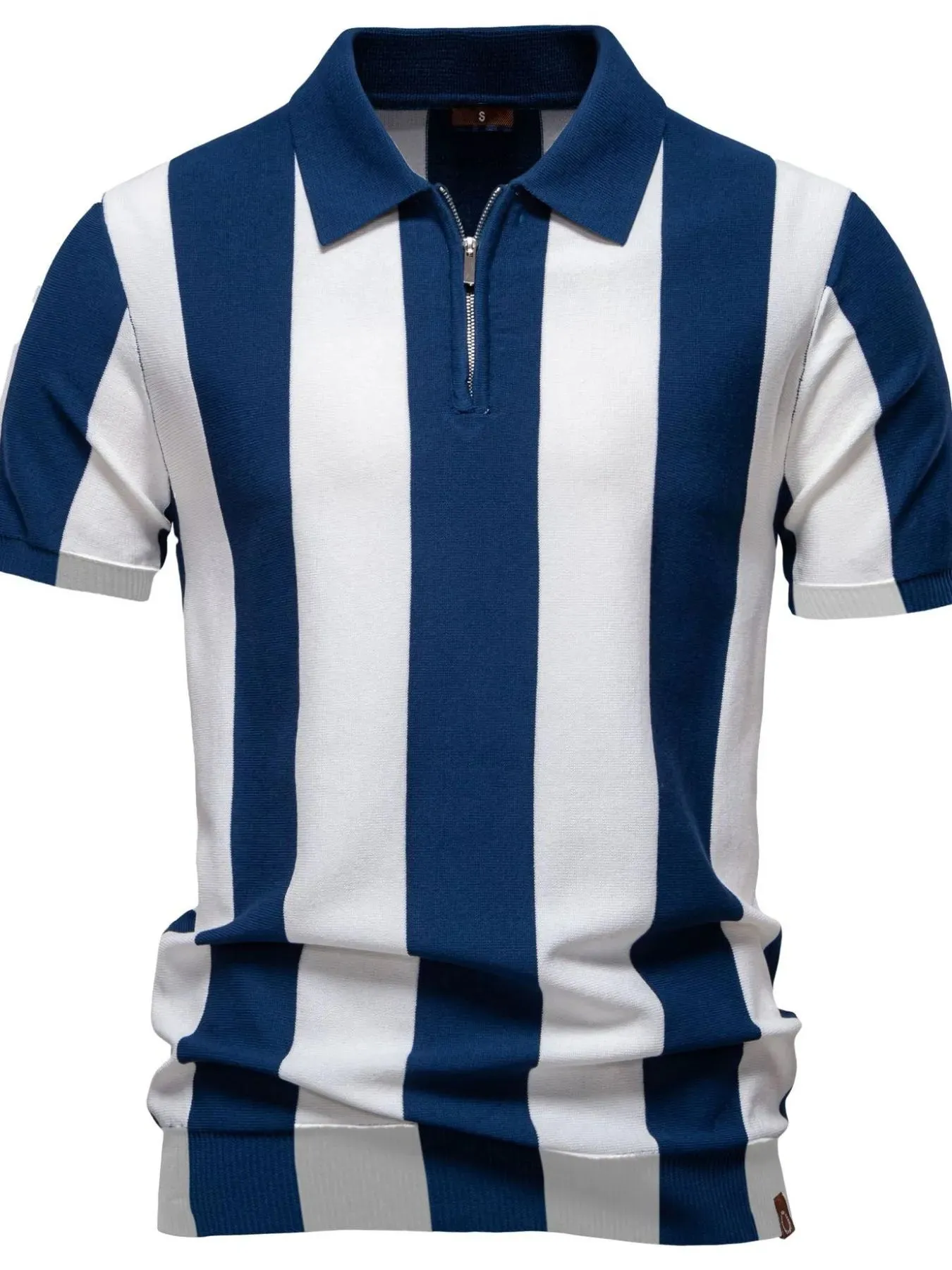 Men's Classic Striped Zip Collar Polo Shirt sold by Gigi Laurent