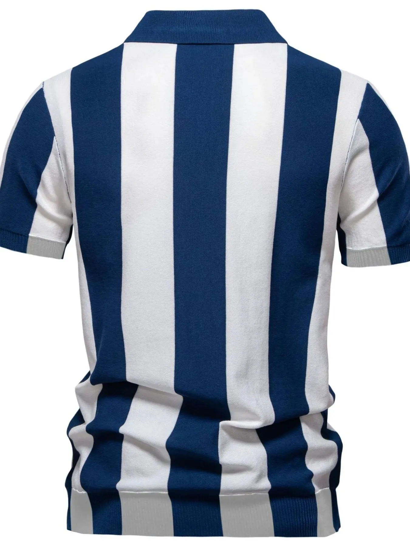 Men's Classic Striped Zip Collar Polo Shirt sold by Gigi Laurent product image thumbnail 2