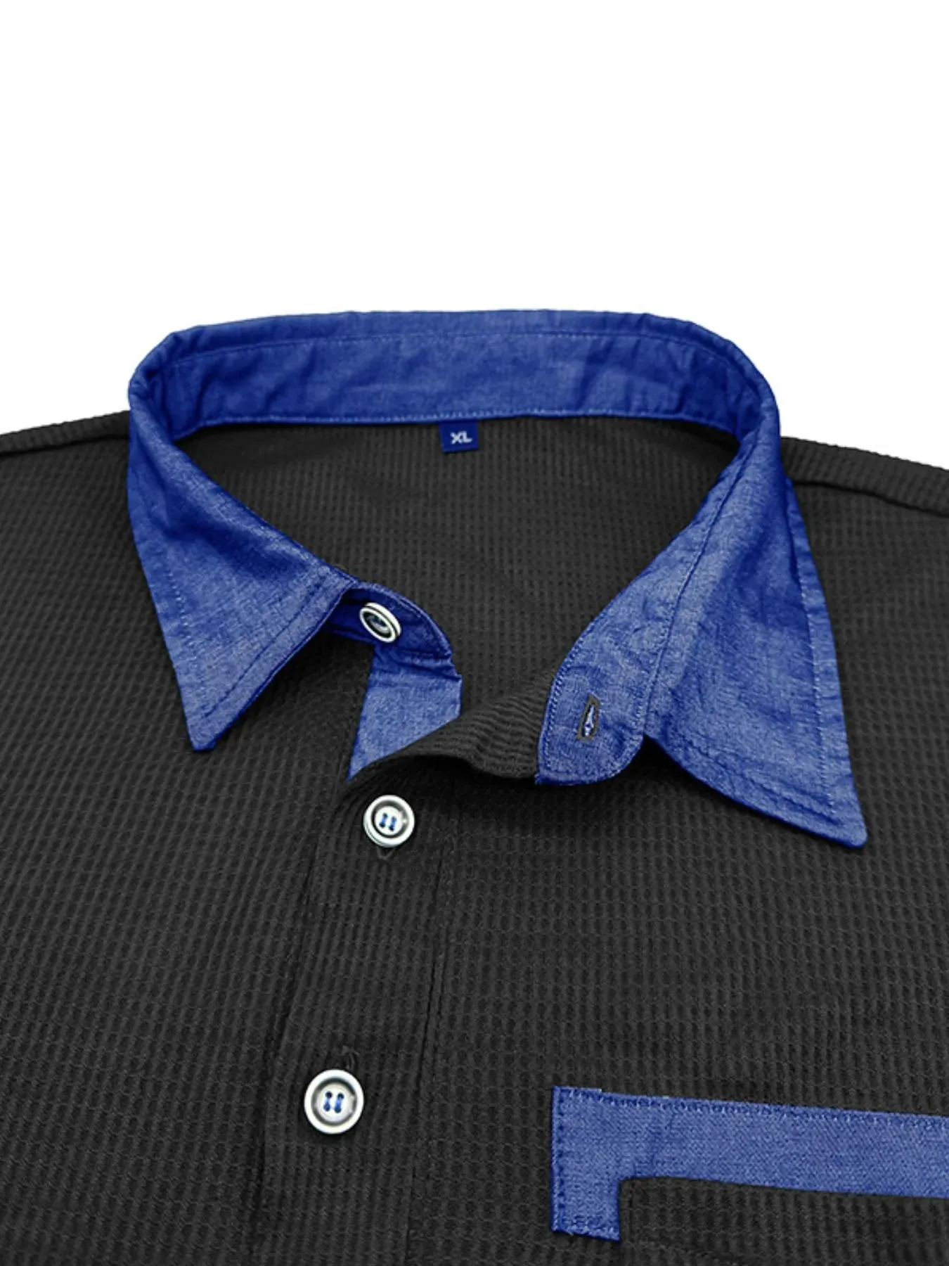 Men's Contrast Collar Long Sleeve Casual Polo Shirt sold by Gigi Laurent product image thumbnail 4