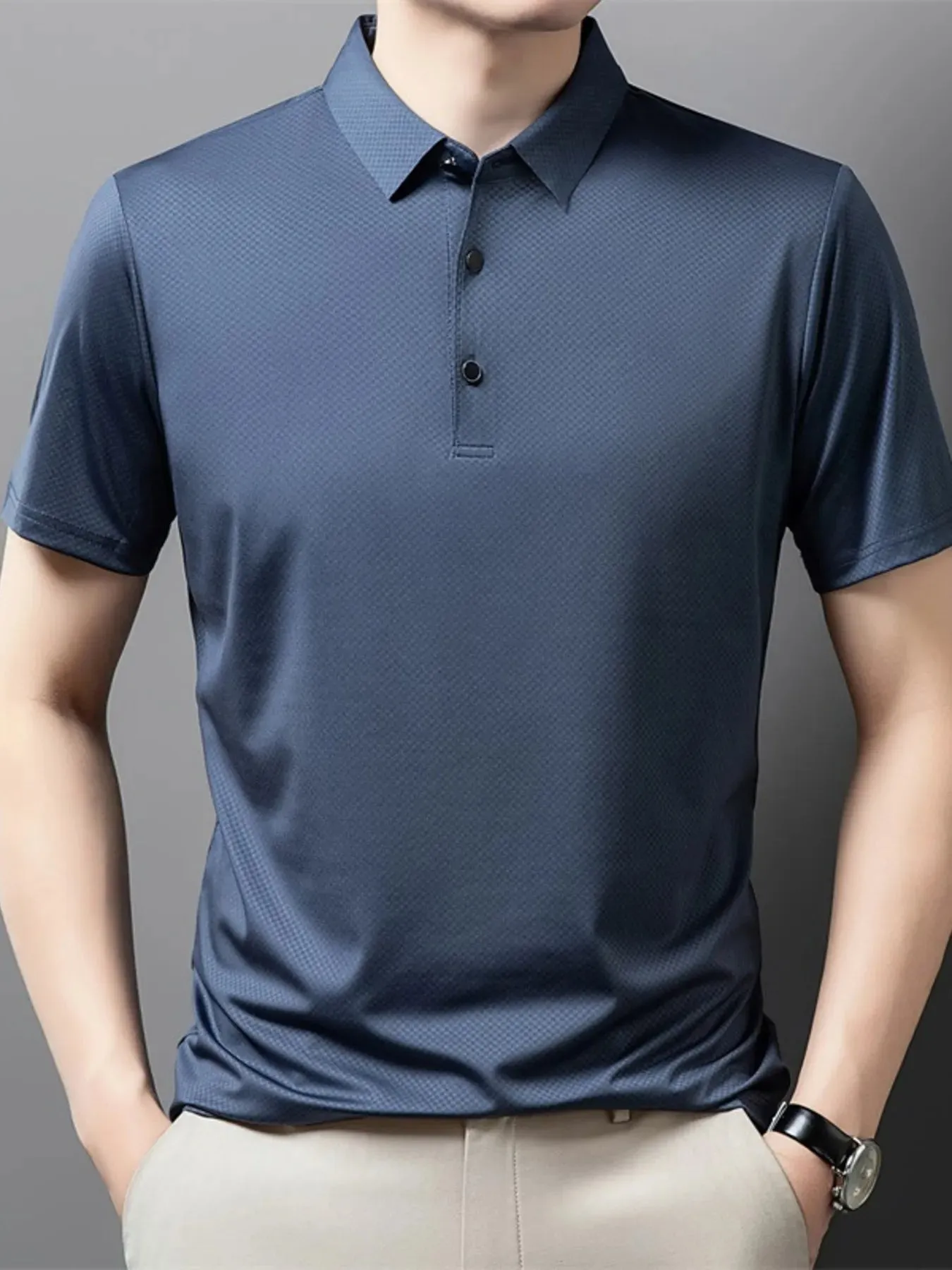 Men's Plus Size Casual Breathable Quick-Dry Polo Shirt sold by Gigi Laurent product image thumbnail 2