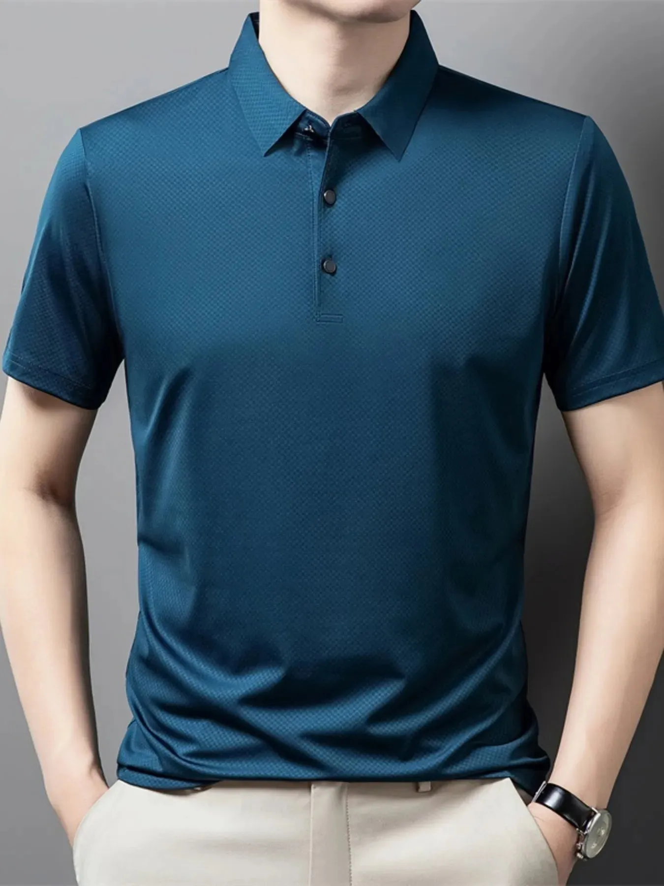Men's Plus Size Casual Breathable Quick-Dry Polo Shirt sold by Gigi Laurent product image thumbnail 3