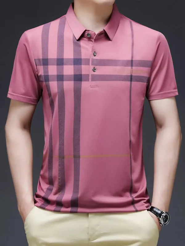 Men's Plus Size Plaid Pattern Short Sleeve Polo Shirt sold by Gigi Laurent