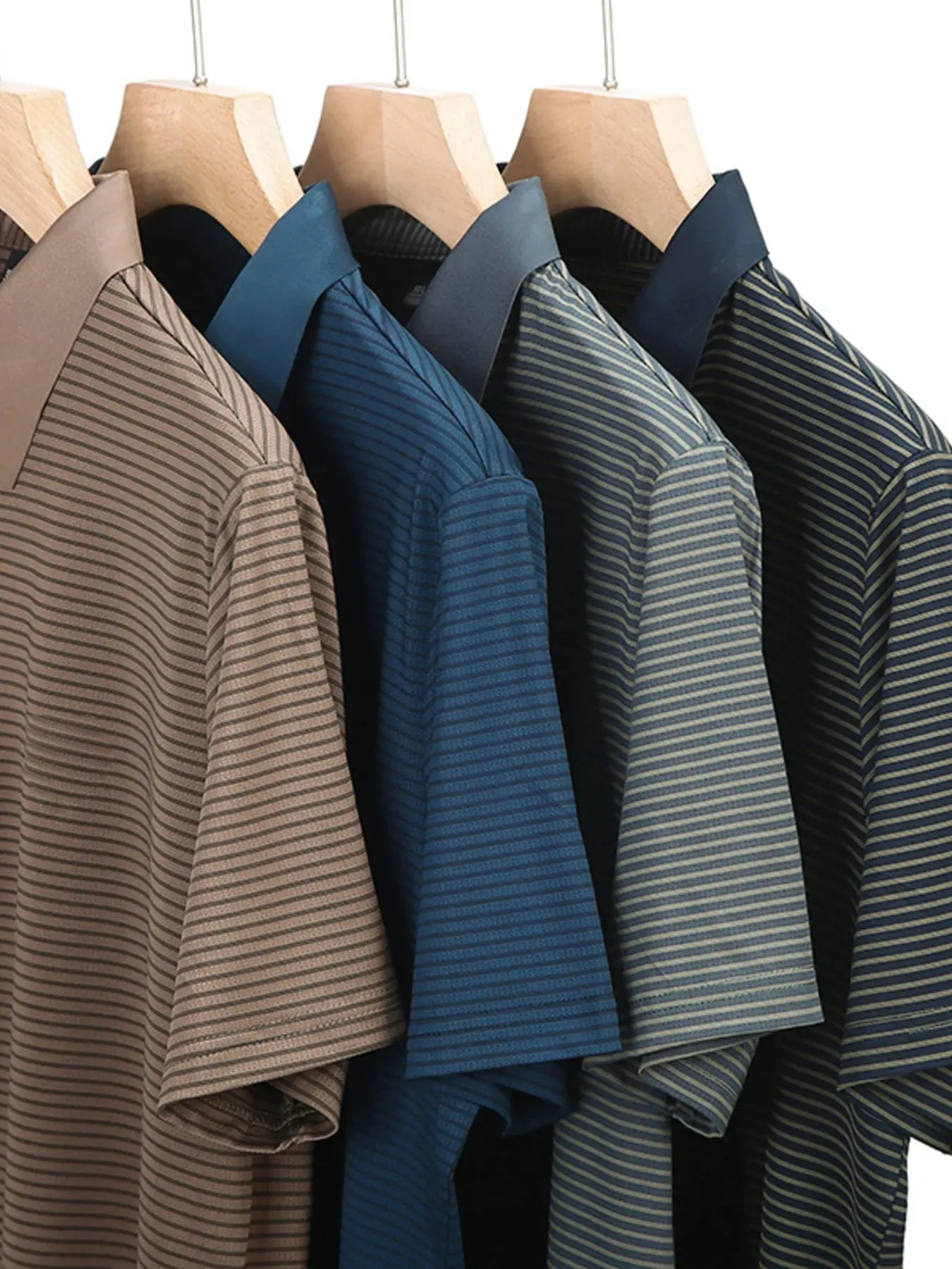 Men's Plus Size Classic Striped Business Casual Polo Shirt sold by Gigi Laurent product image thumbnail 5