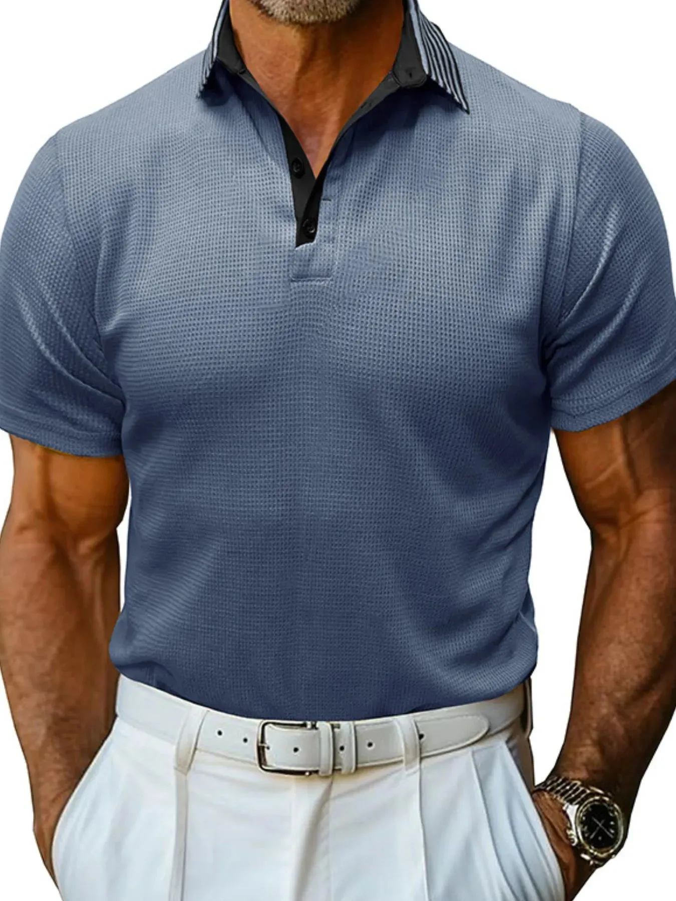 Men's Classic Textured Golf Polo Shirt sold by Gigi Laurent