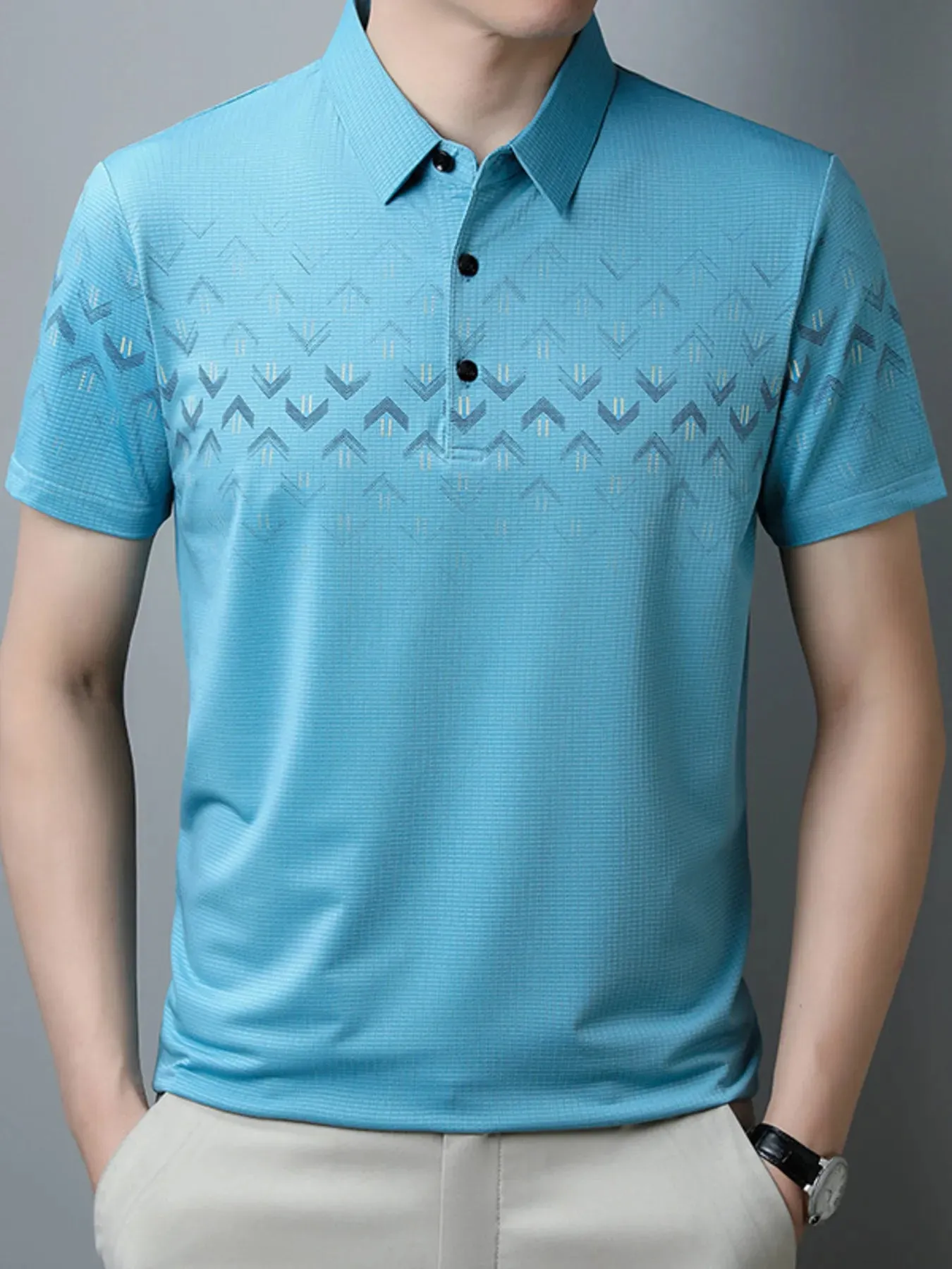 Men's Plus Size Gradient Pattern Business Casual Polo Shirt sold by Gigi Laurent product image thumbnail 3