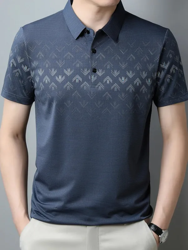 Men's Plus Size Gradient Pattern Business Casual Polo Shirt sold by Gigi Laurent