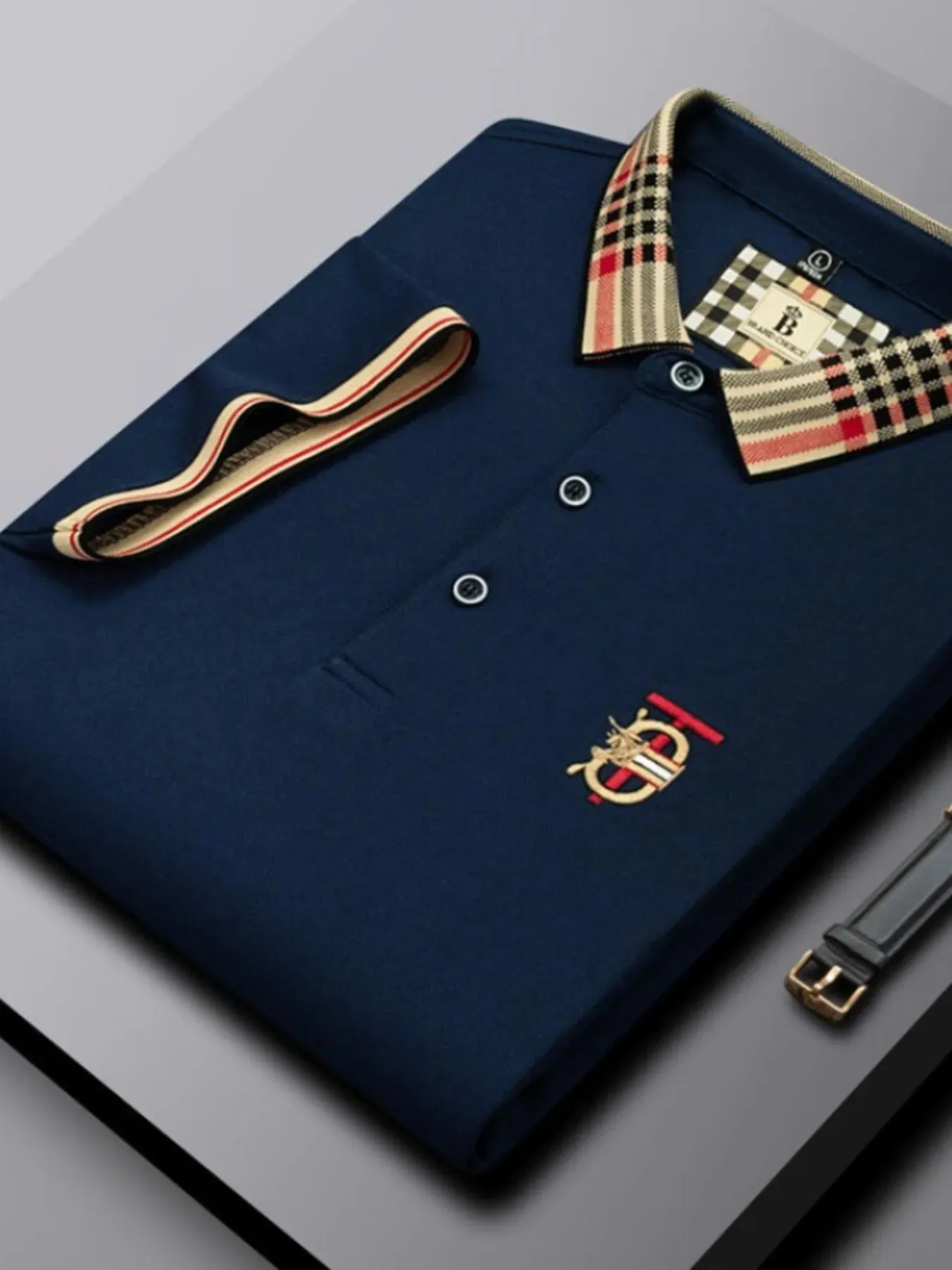 Men's Plus Size Classic Plaid Collar Casual Polo Shirt sold by Gigi Laurent product image thumbnail 3