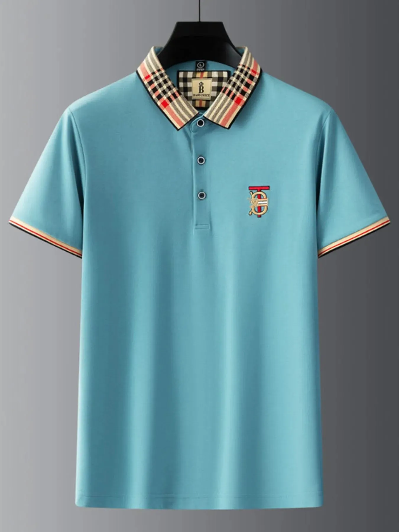 Men's Plus Size Classic Plaid Collar Casual Polo Shirt sold by Gigi Laurent product image thumbnail 2