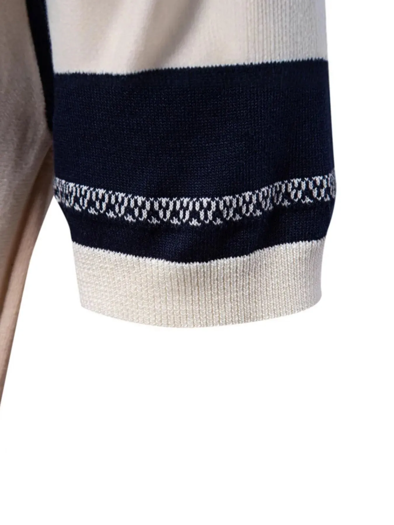 Men's Contrast Striped Knit Polo Shirt sold by Gigi Laurent product image thumbnail 4