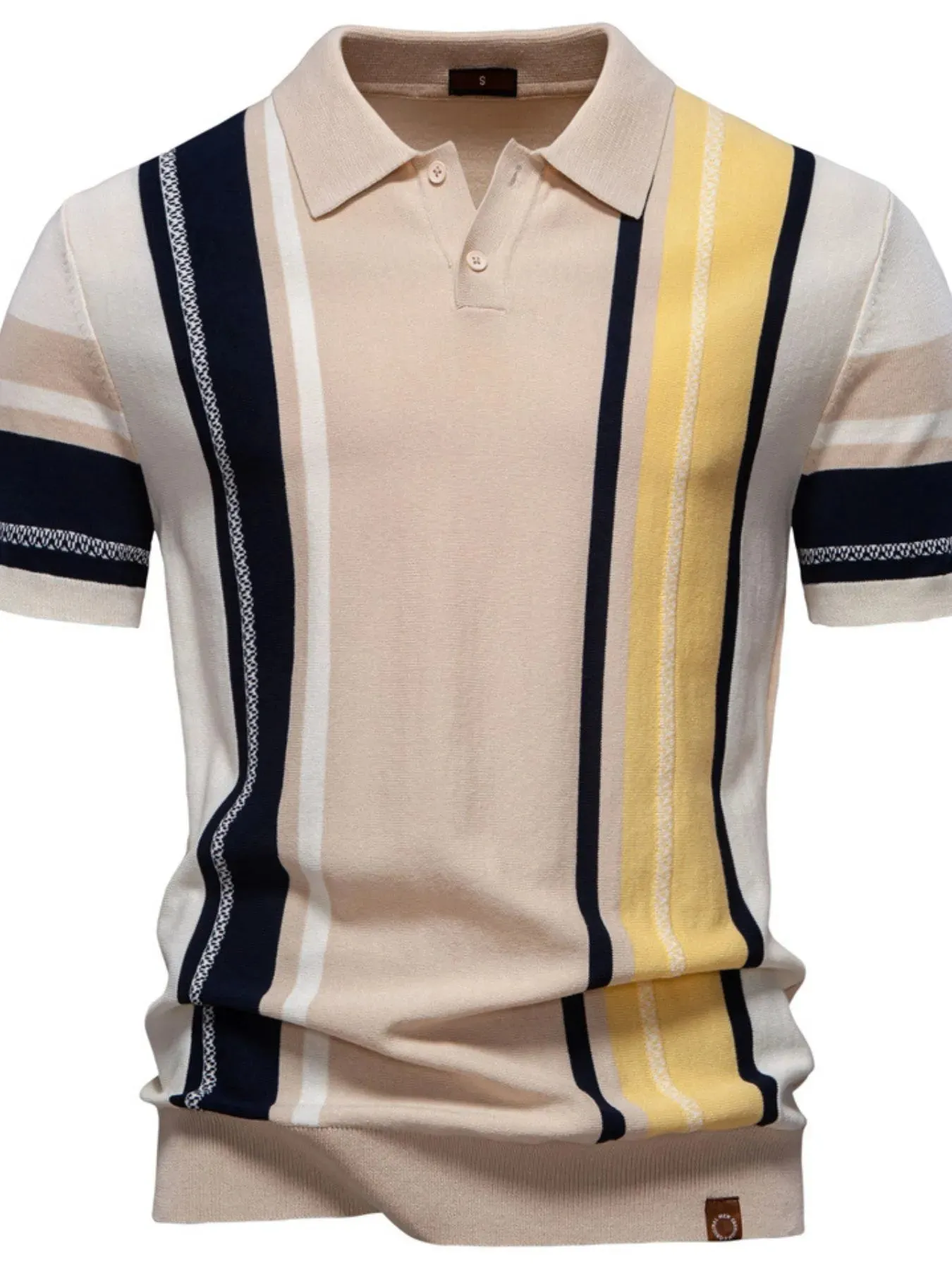 Men's Contrast Striped Knit Polo Shirt sold by Gigi Laurent product image thumbnail 5