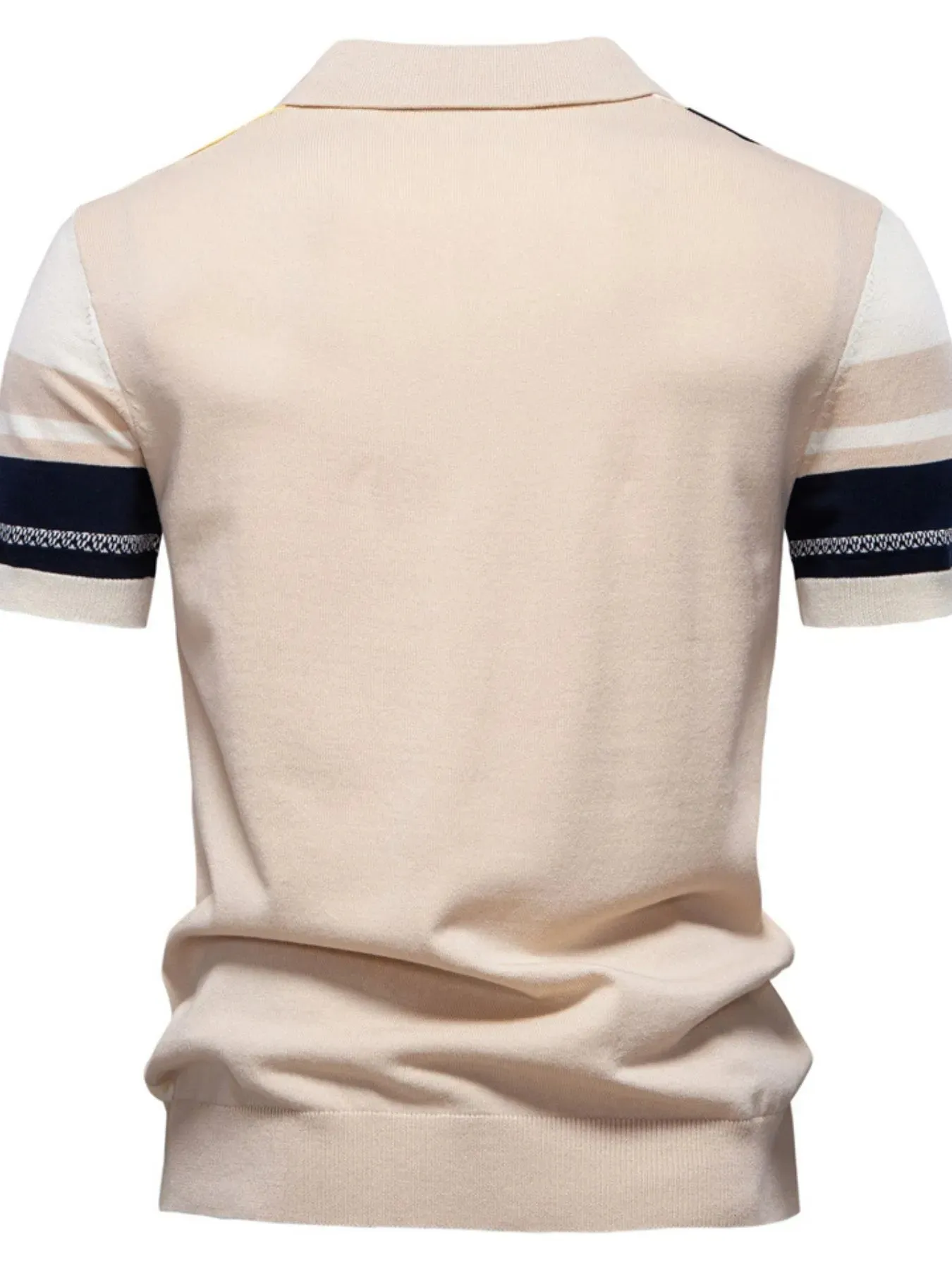 Men's Contrast Striped Knit Polo Shirt sold by Gigi Laurent product image thumbnail 2