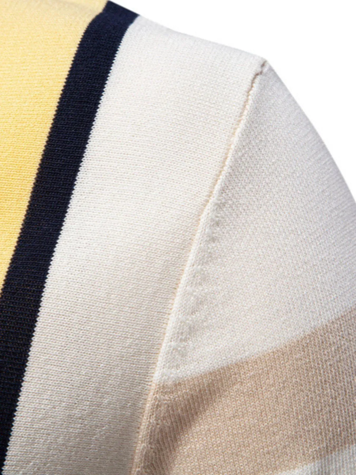 Men's Contrast Striped Knit Polo Shirt sold by Gigi Laurent product image thumbnail 3