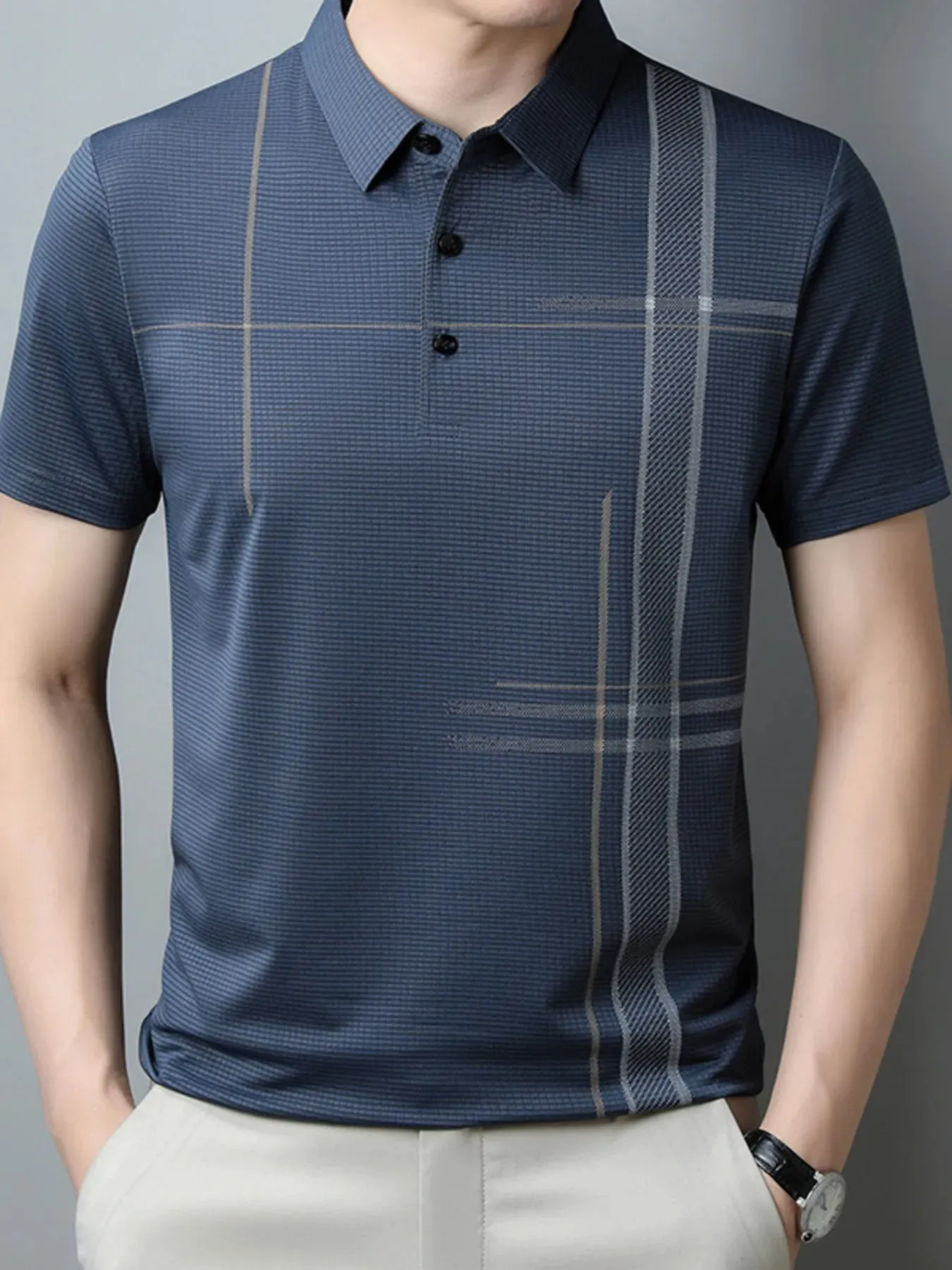 Men's Plus Size Short Sleeve Business Casual Polo Shirt sold by Gigi Laurent product image thumbnail 4