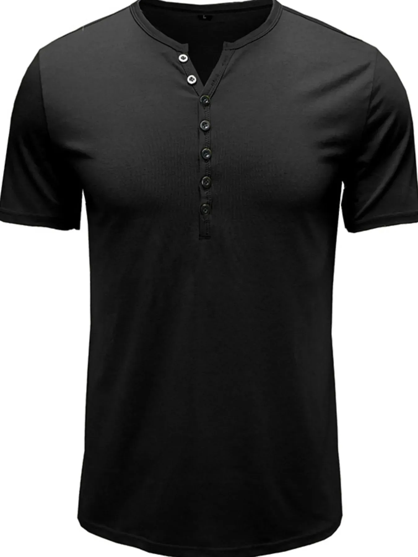 Men's Classic Henley Short Sleeve Polo Shirt sold by Gigi Laurent product image thumbnail 2