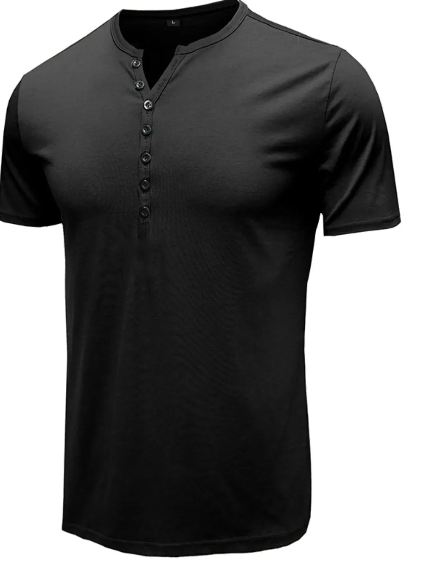 Men's Classic Henley Short Sleeve Polo Shirt sold by Gigi Laurent product image thumbnail 3