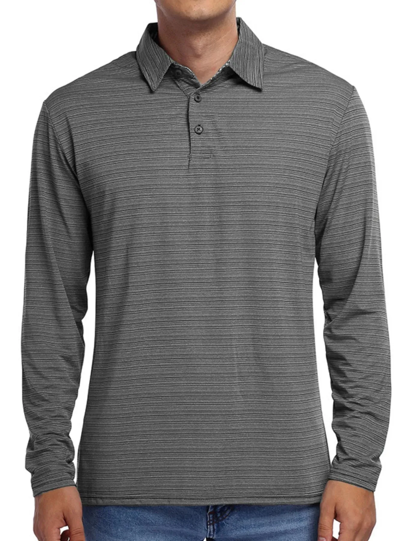Men's Striped Long Sleeve Polo Shirt sold by Gigi Laurent product image thumbnail 3