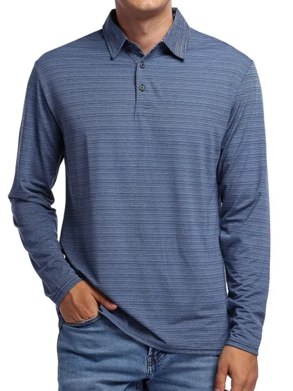 Men's Striped Long Sleeve Polo Shirt sold by Gigi Laurent