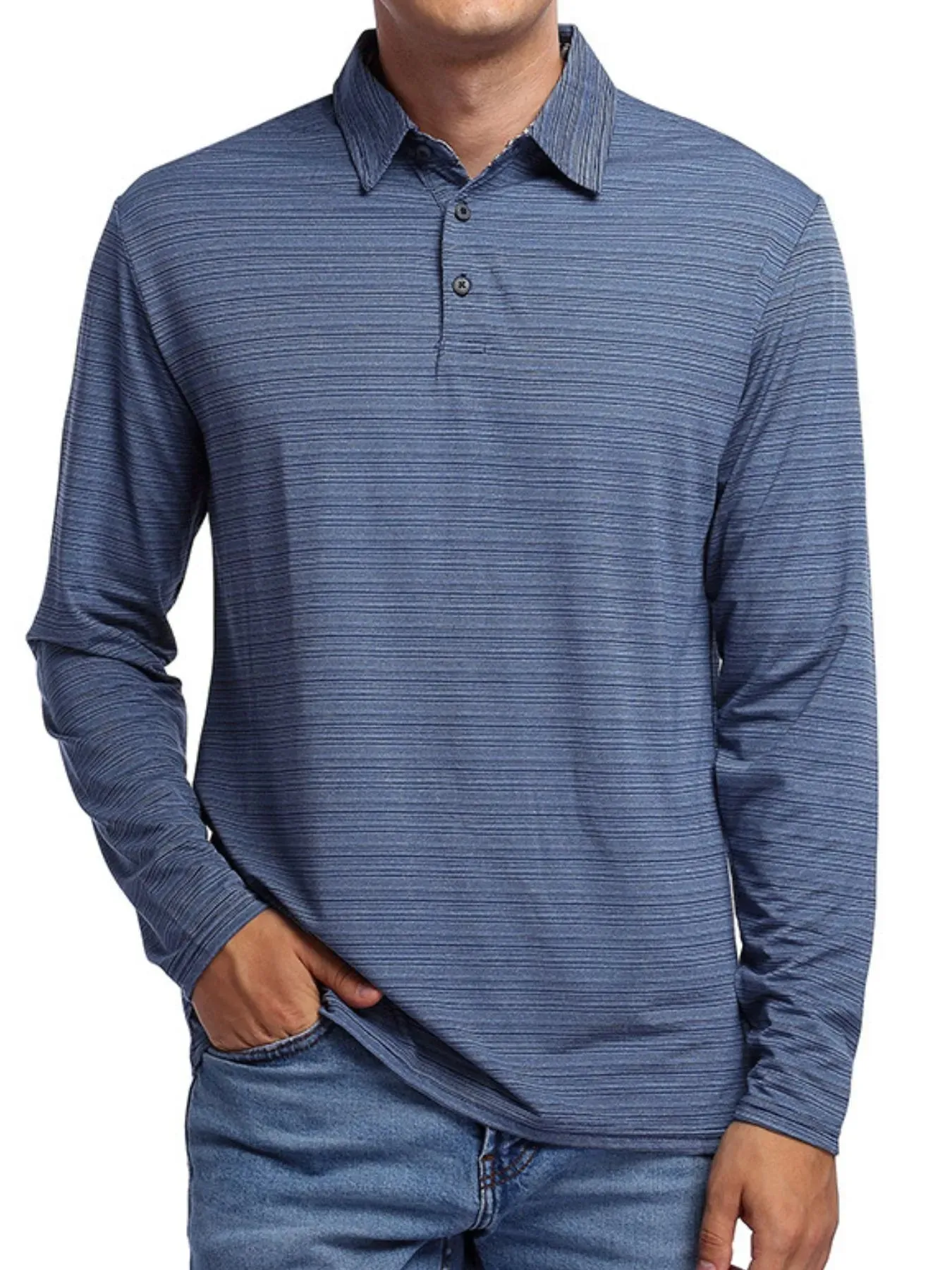Men's Striped Long Sleeve Polo Shirt sold by Gigi Laurent