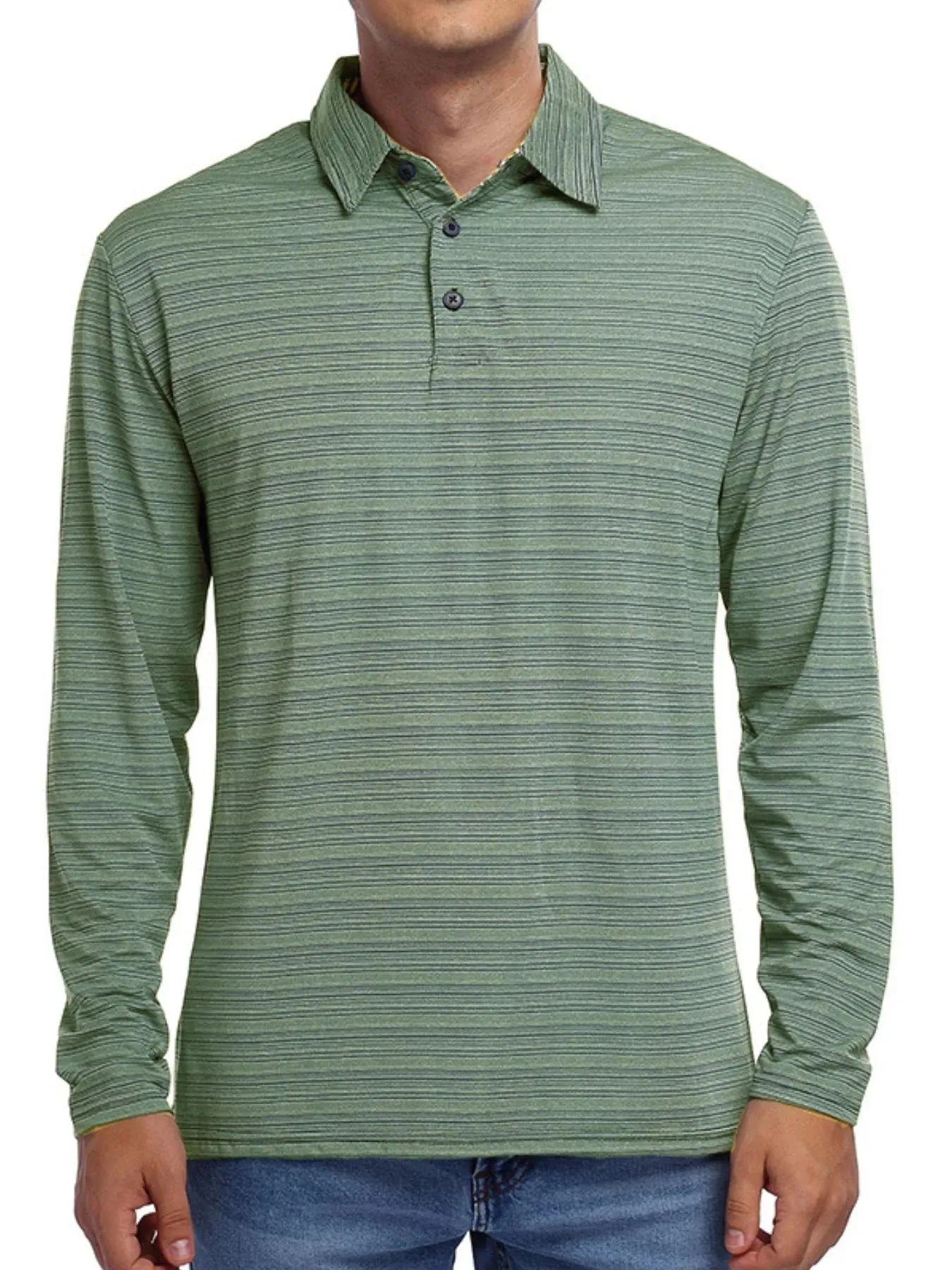 Men's Striped Long Sleeve Polo Shirt sold by Gigi Laurent product image thumbnail 5
