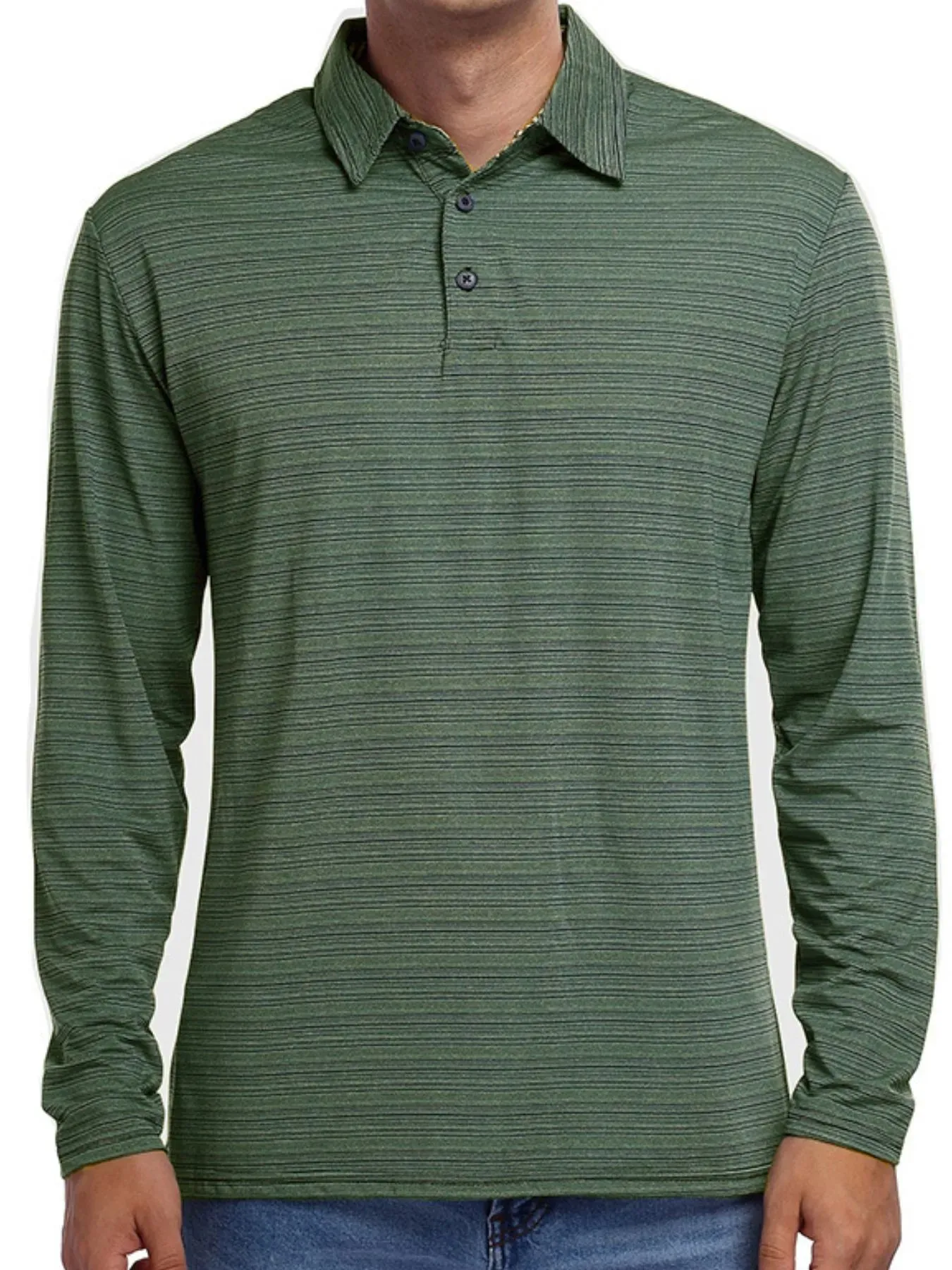 Men's Striped Long Sleeve Polo Shirt sold by Gigi Laurent product image thumbnail 4
